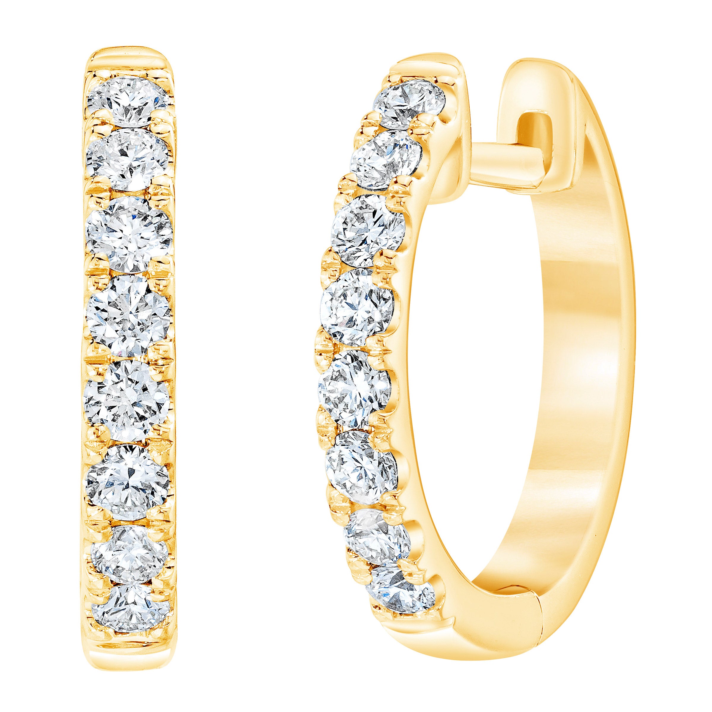 14KT YELLOW GOLD VS2 I 0.35CTW ROUND DIAMOND HOOP EARRINGS - Image 1