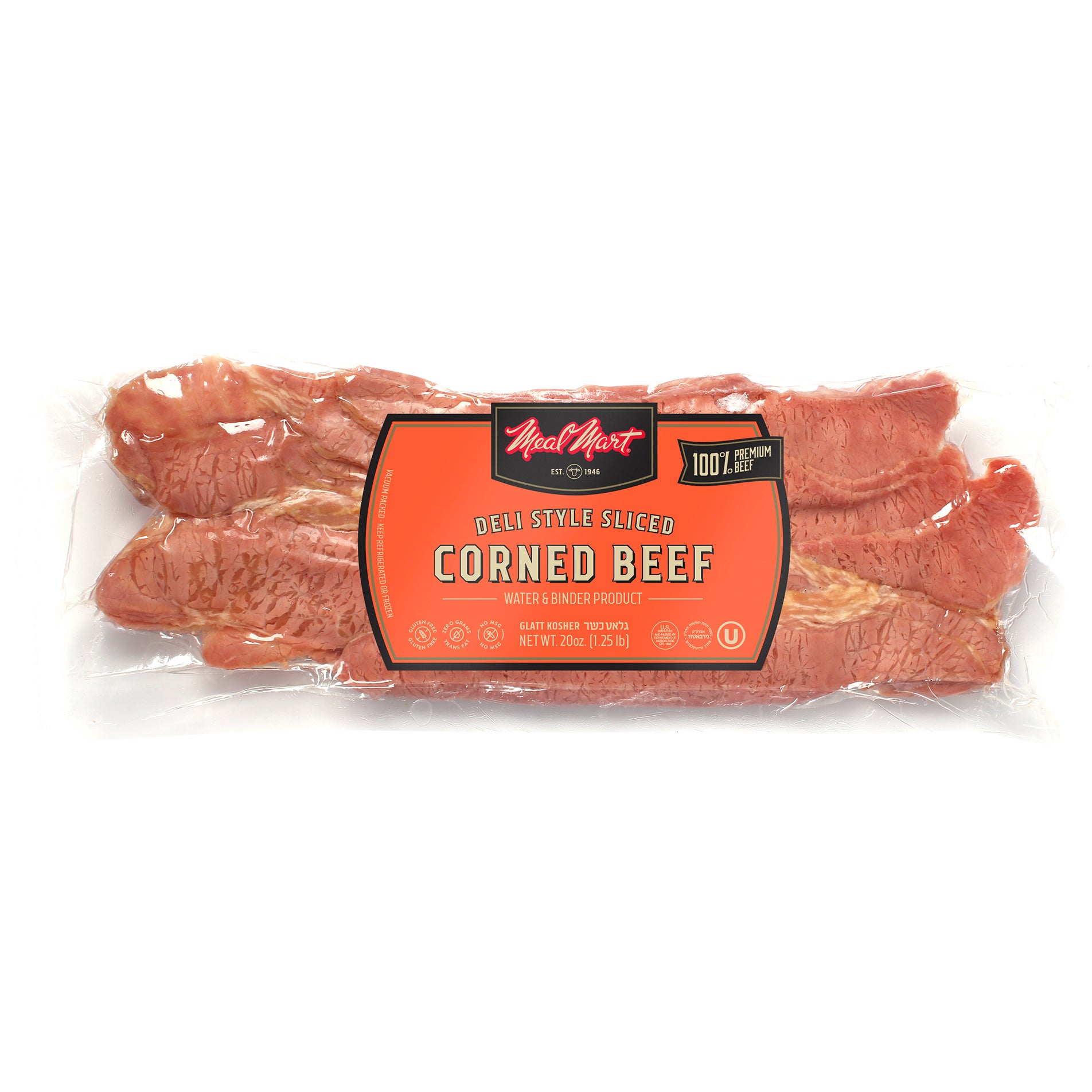 MEAL MART GLATT KOSHER SLICED CORNED BEEF 1.25 LBS - Image 1