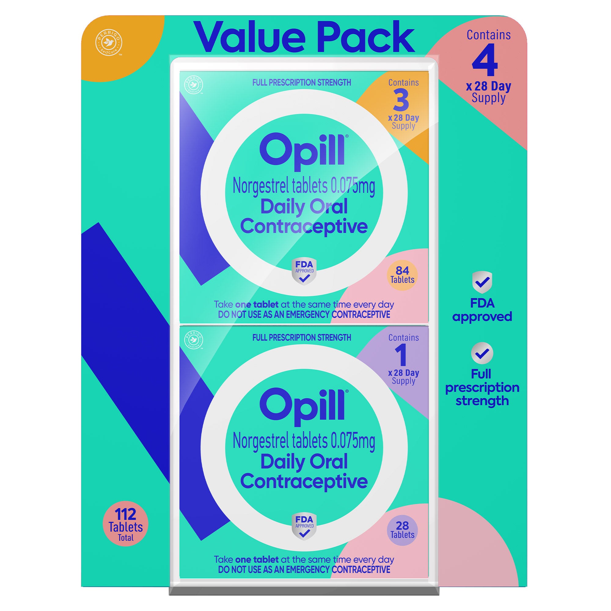 OPILL DAILY ORAL CONTRACEPTIVE 4X28 DAY SUPPLY 112CT - Image 1