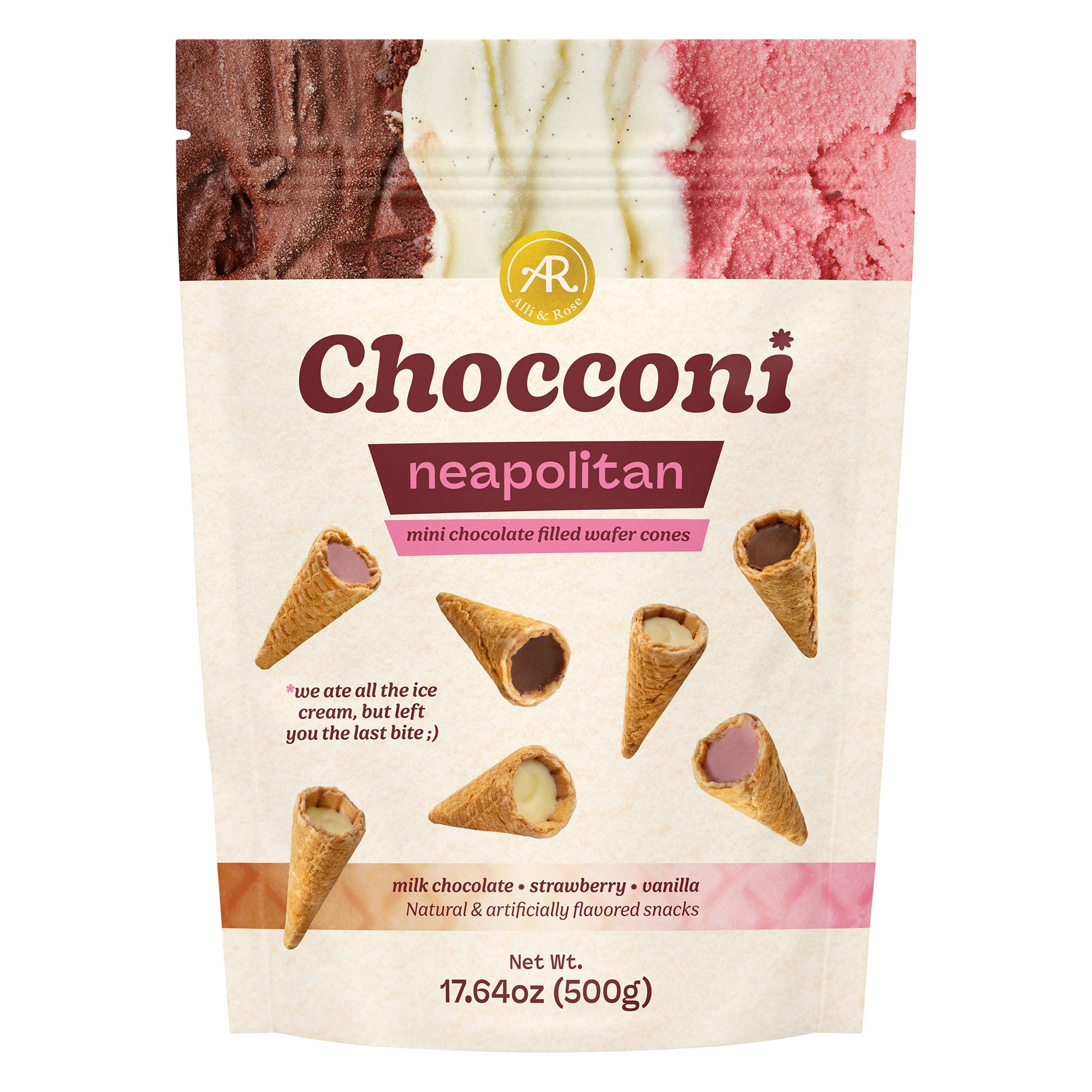 ALI & ROSE NEAPOLITAN MINI CONES 17.64 OZ
