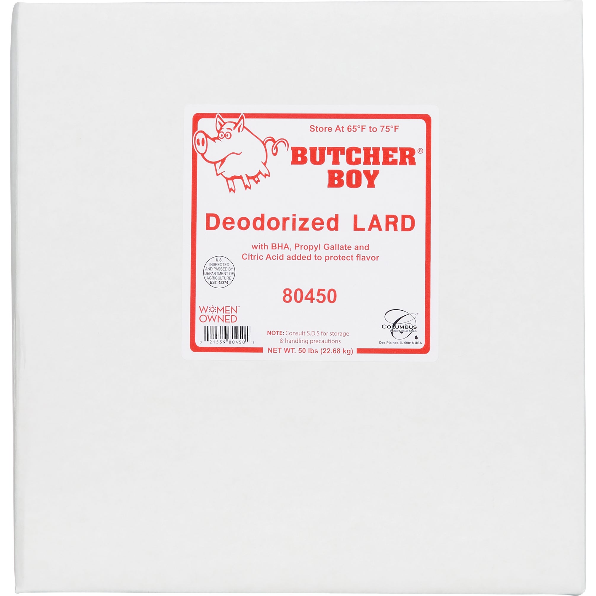 BUTCHER BOY DEODORIZED LARD 50 LB