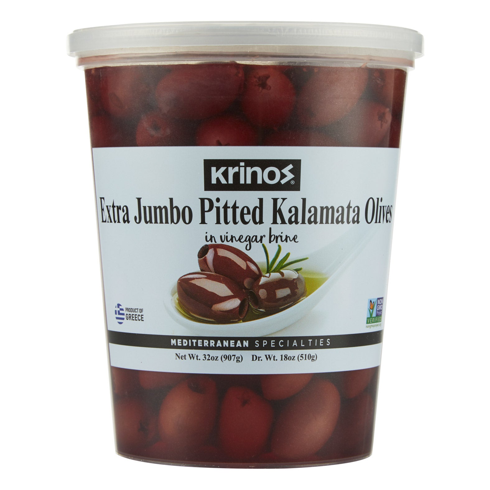 KRINOS PITTED KALAMATA OLIVES 32 OZ