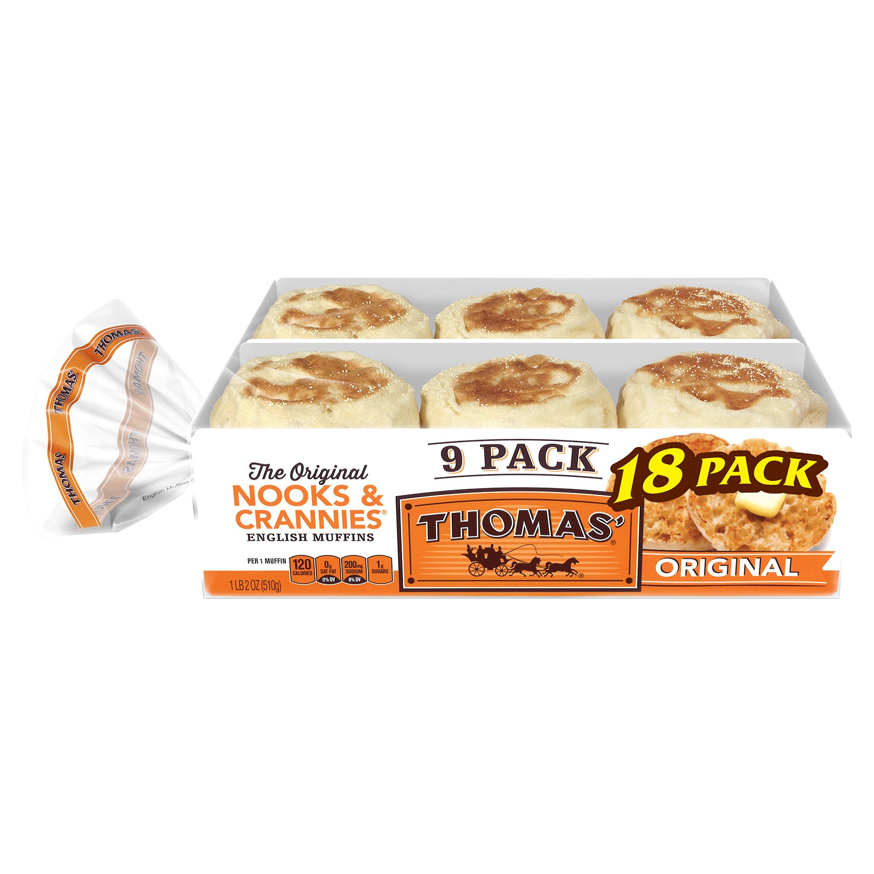 THOMAS ORIGINAL ENGLISH MUFFINS 2/9 COUNT PACKAGES