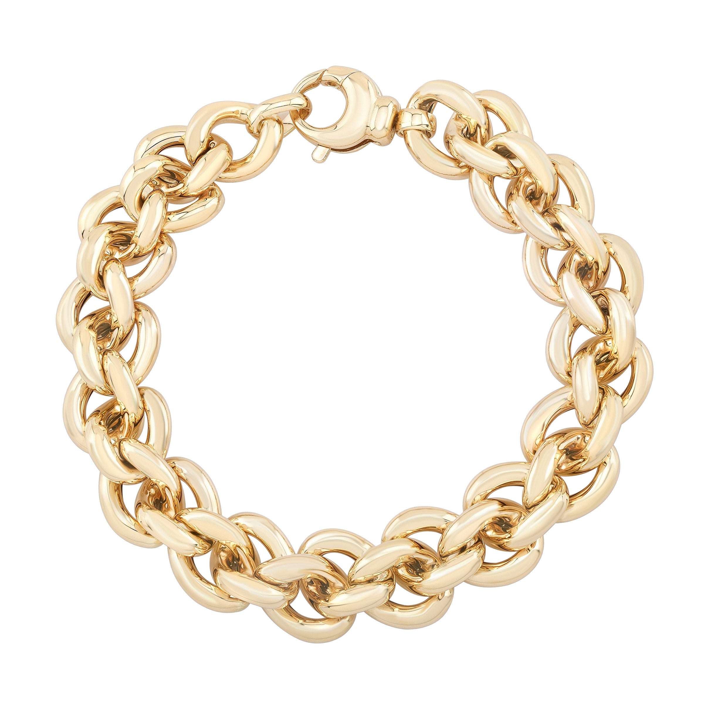 14KT YELLOW GOLD FANCY DOUBLE CURB BRACELET MADE IN ITALY - Image 1