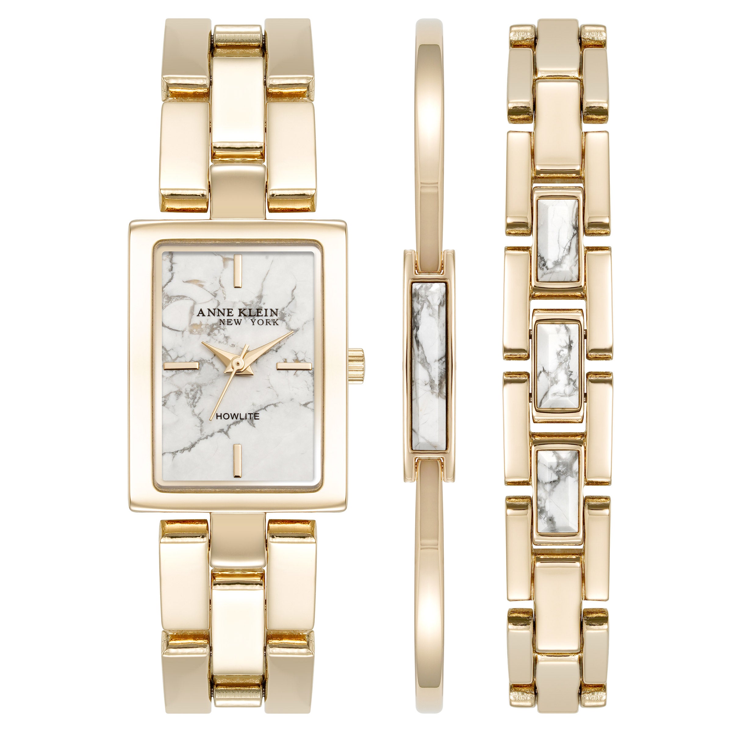ANNE KLEIN NEW YORK HOWLITE GEMSTONE WATCH AND BRACELET SET