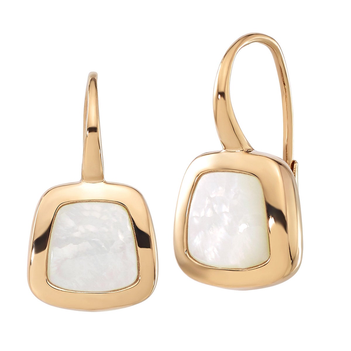 14KT YELLOW GOLD MOTHER OF PEARL DROP EARRINGS - Image 1