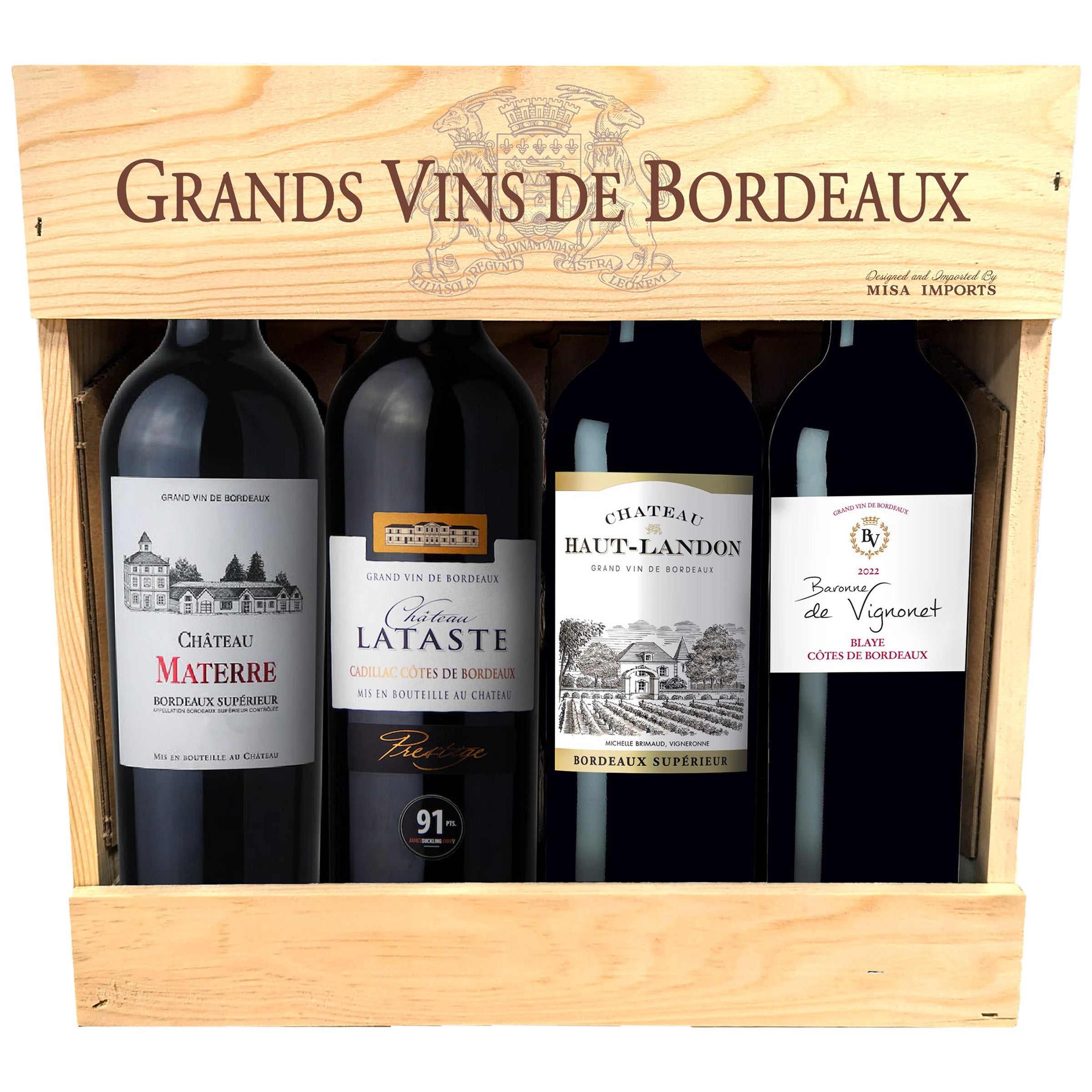 GRAND VINS DE BORDEAUX RED BORDEAUX BLENDS BOX OF 4-750ML BOTTLES