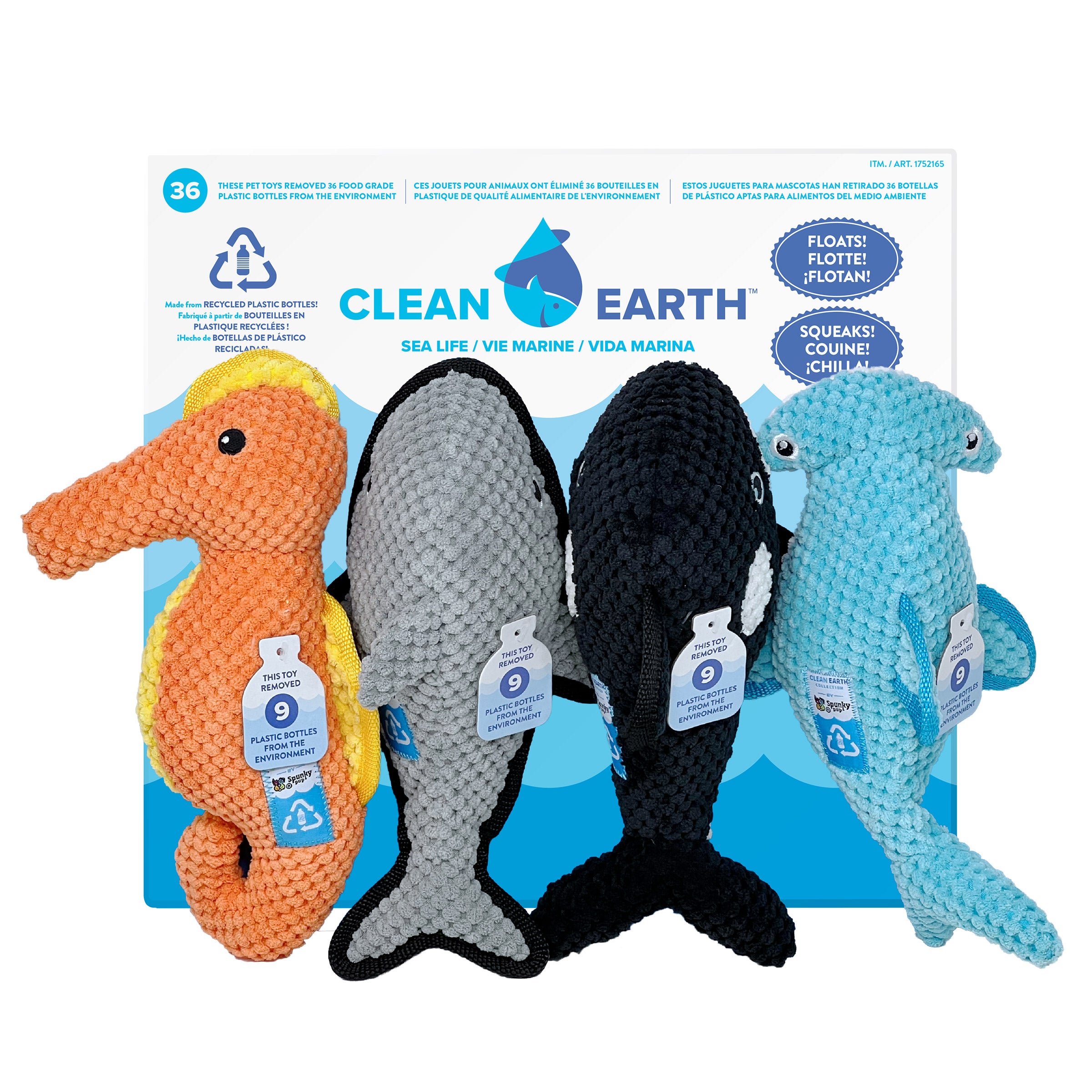 SPUNKY PUP CLEAN EARTH COLLECTION DOG TOYS 4PK