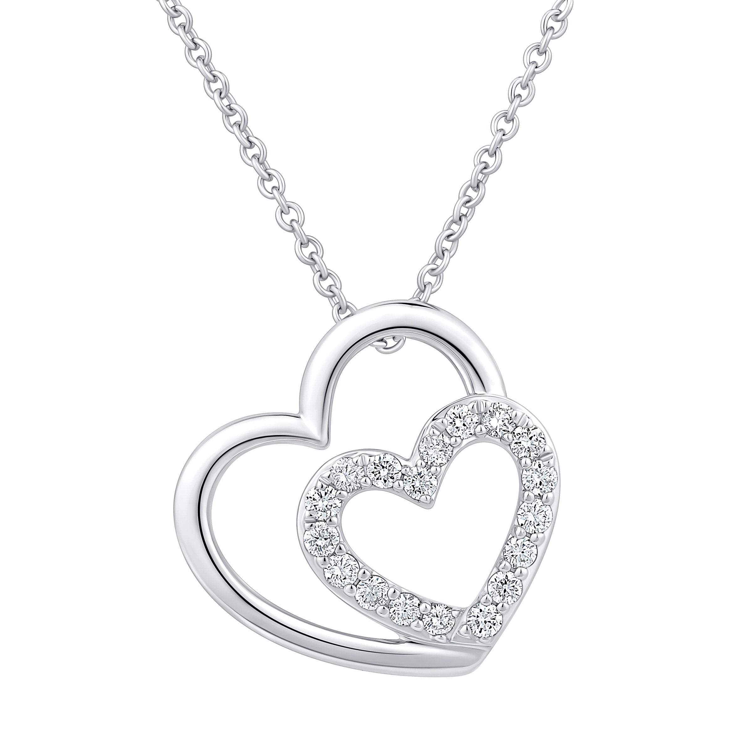 14KT WHITE GOLD VS2 I 0.15CTW ROUND DIAMOND HEART PENDANT - Image 1