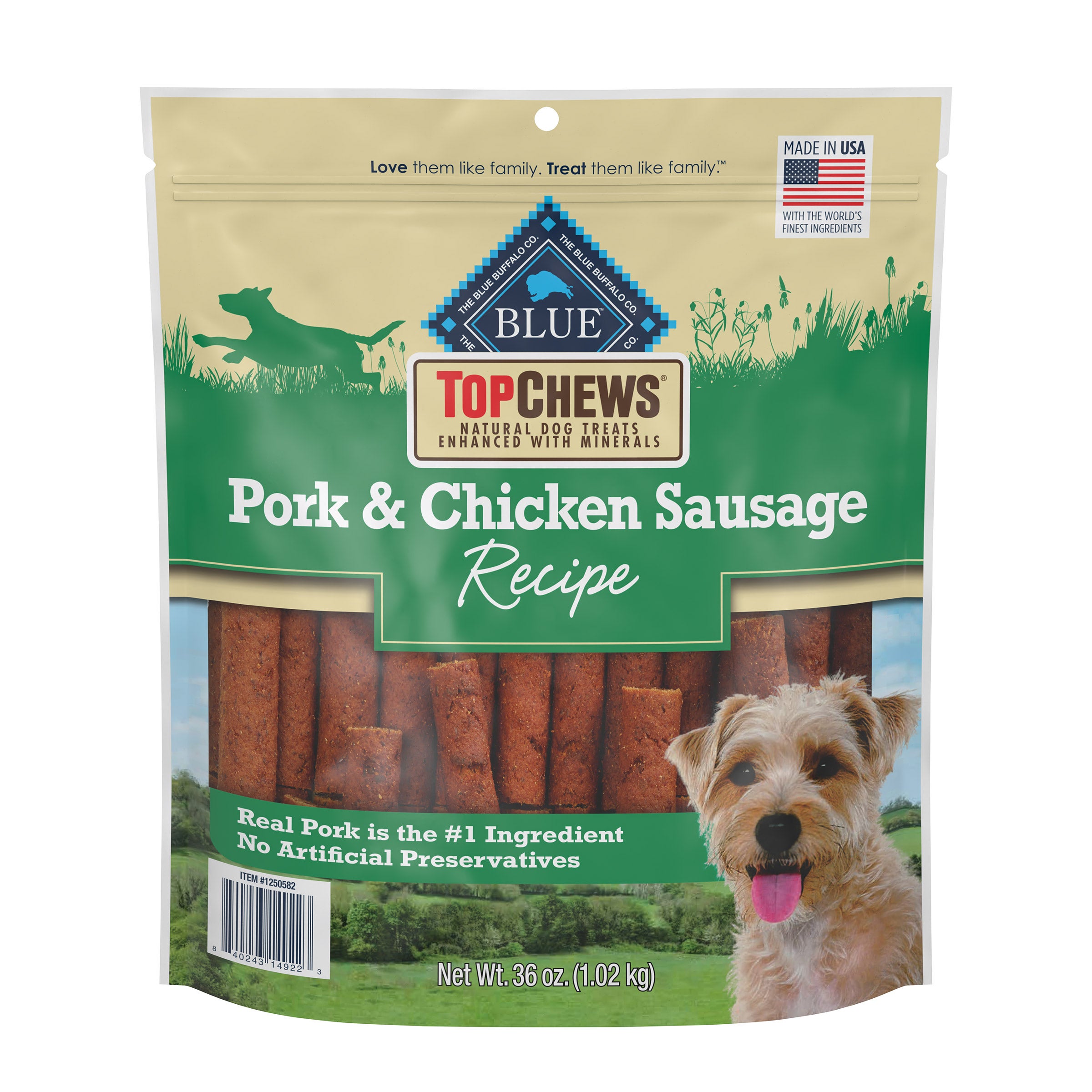 TOP CHEWS PORK & CHICKEN SAUSAGE 36 OZ - Image 1