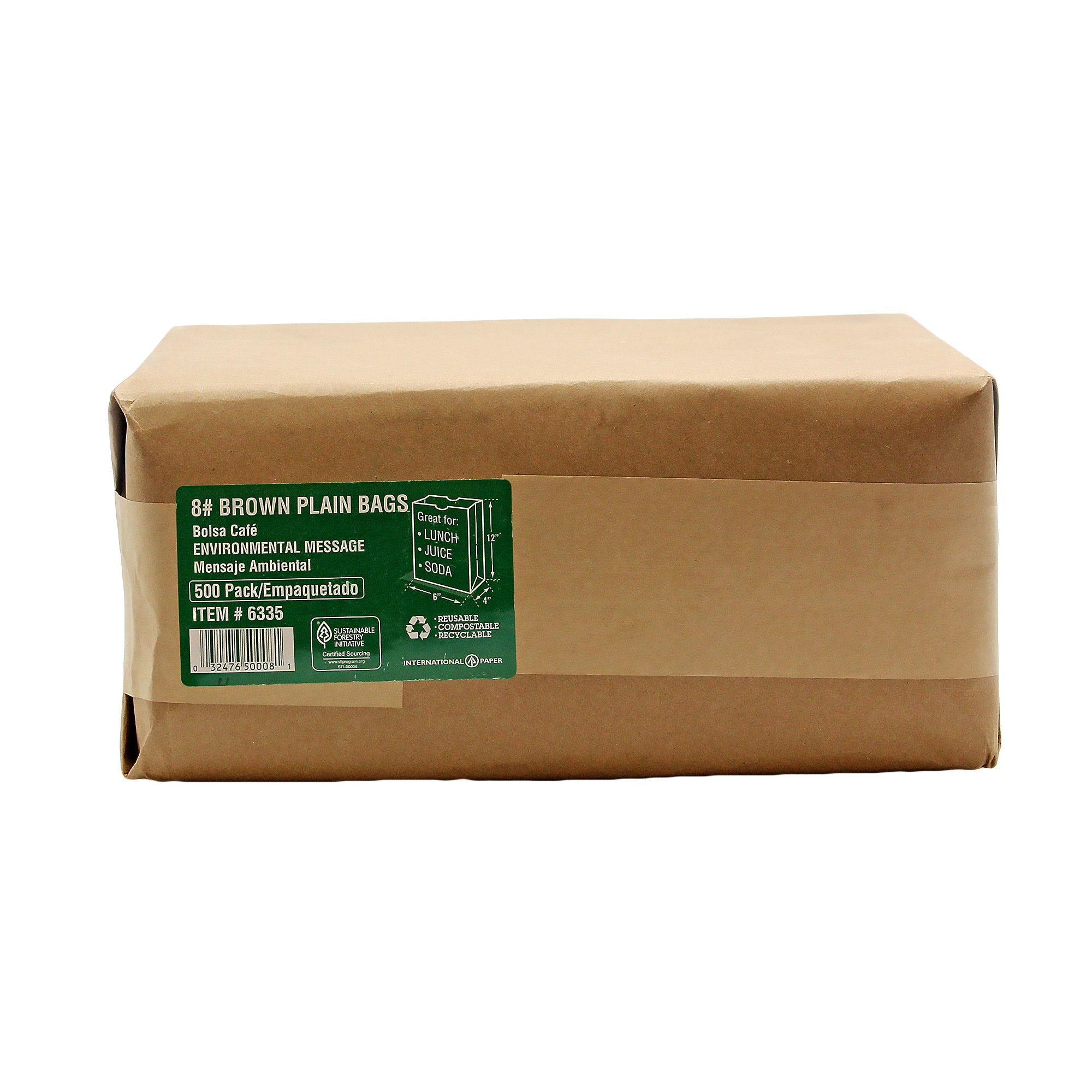 WEYERHAEUSER #8 BROWN GROCERY BAG 500 CT