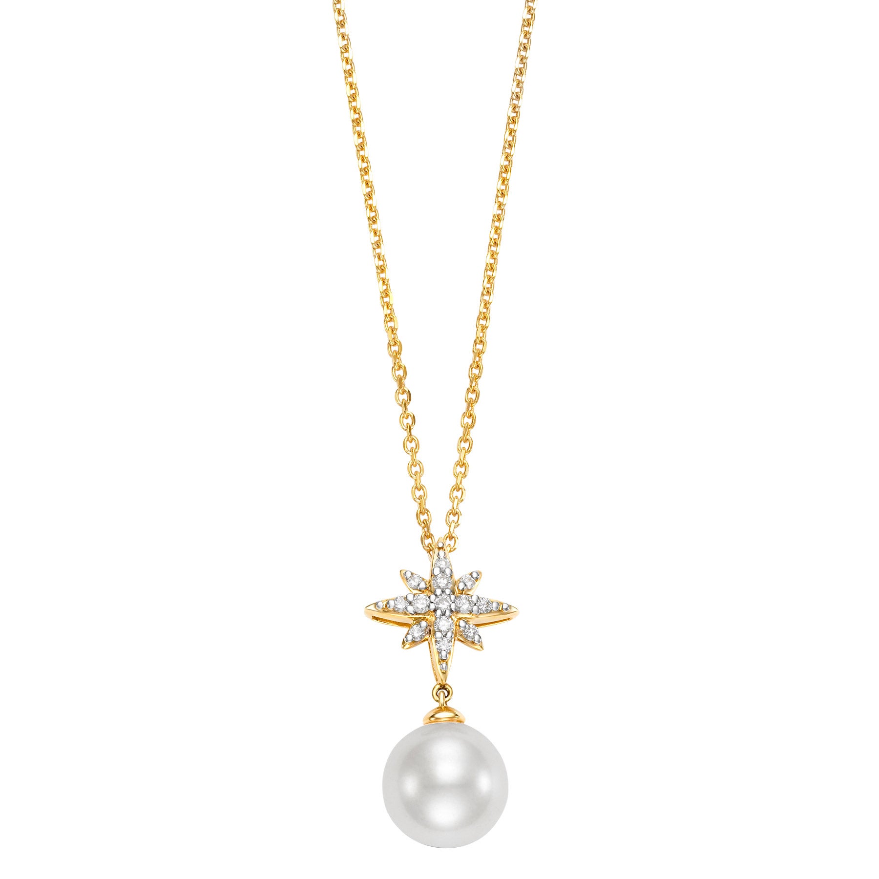14KT GOLD .15CTW DIA & FRESHWATER CULTURED PEARL 9-10MM PENDANT