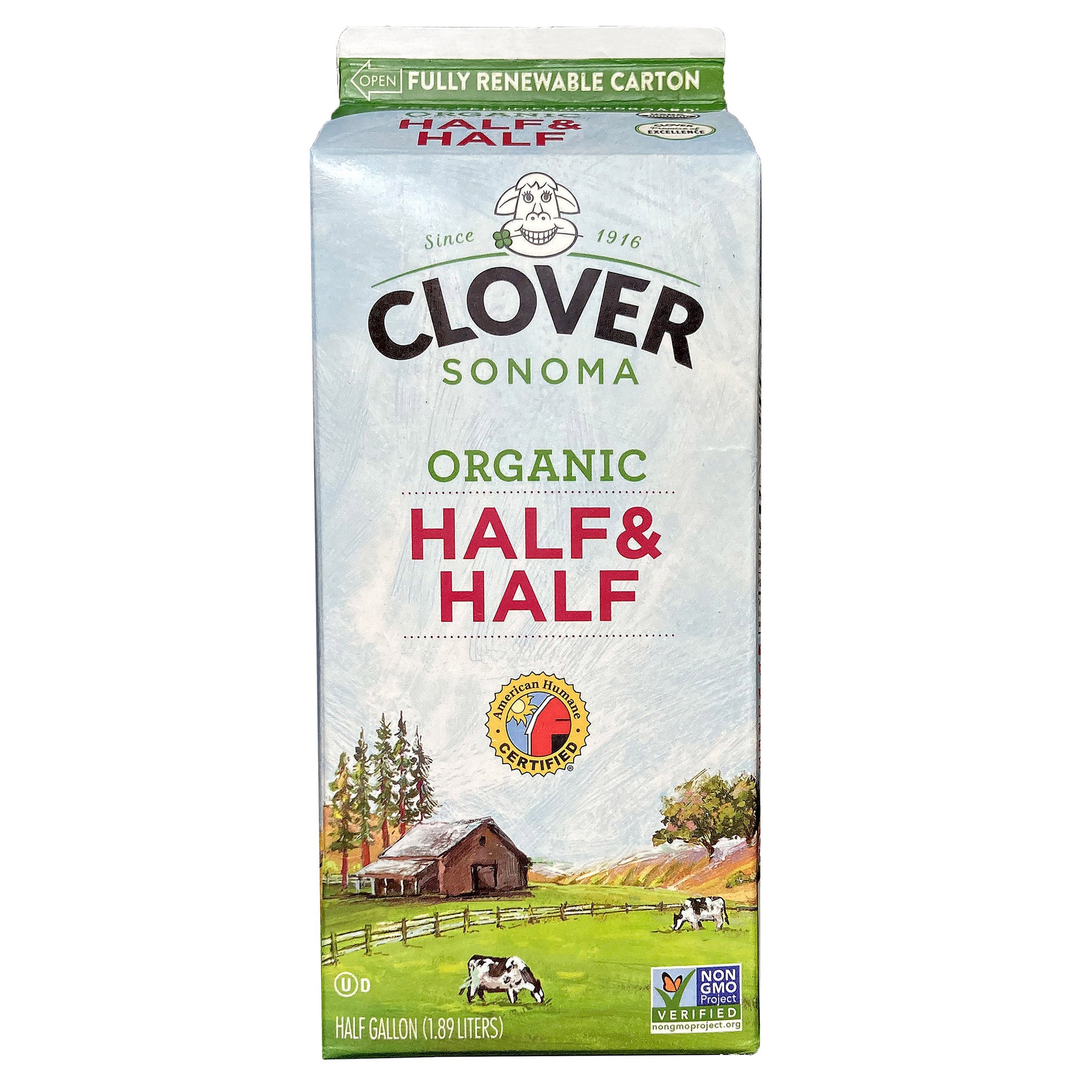 ORGANIC CLOVER HALF AND HALF 64 OUNCES
