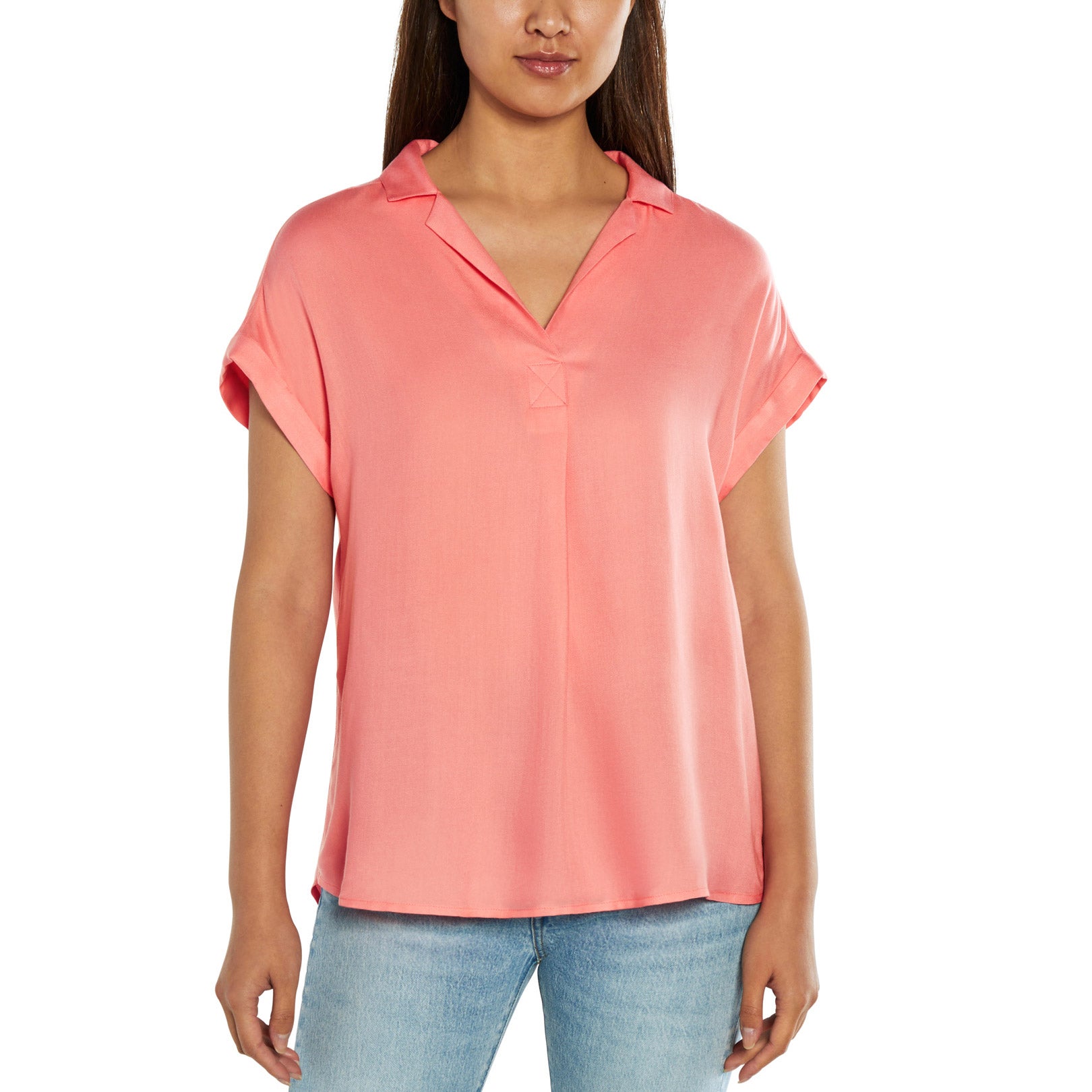 GAP LADIES' COLLAR POPOVER SHORT SLEEVE BLOUSE - Image 1