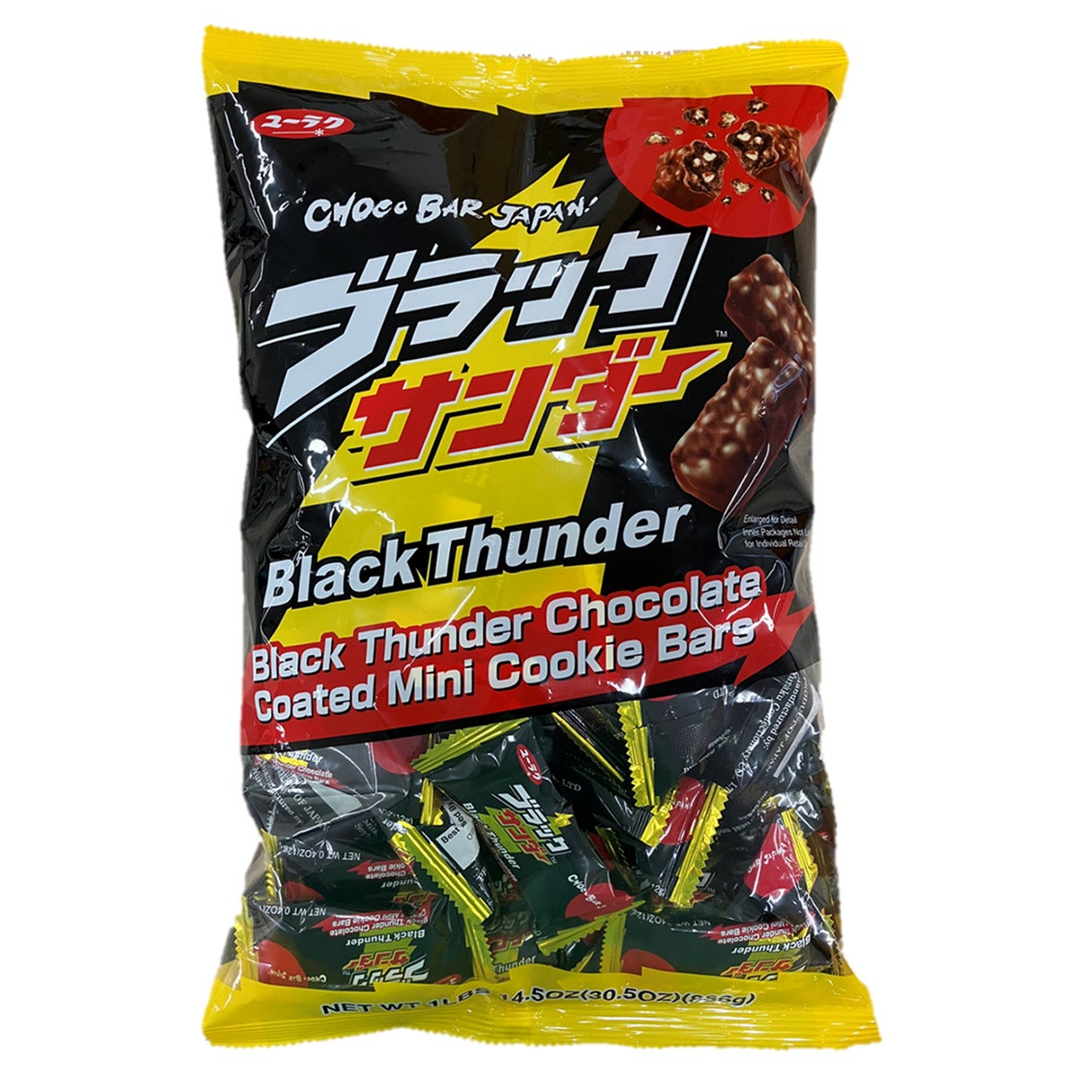 YURAKU BLACK THUNDER CHOCOLATE BARS 30.5 OUNCE BAG