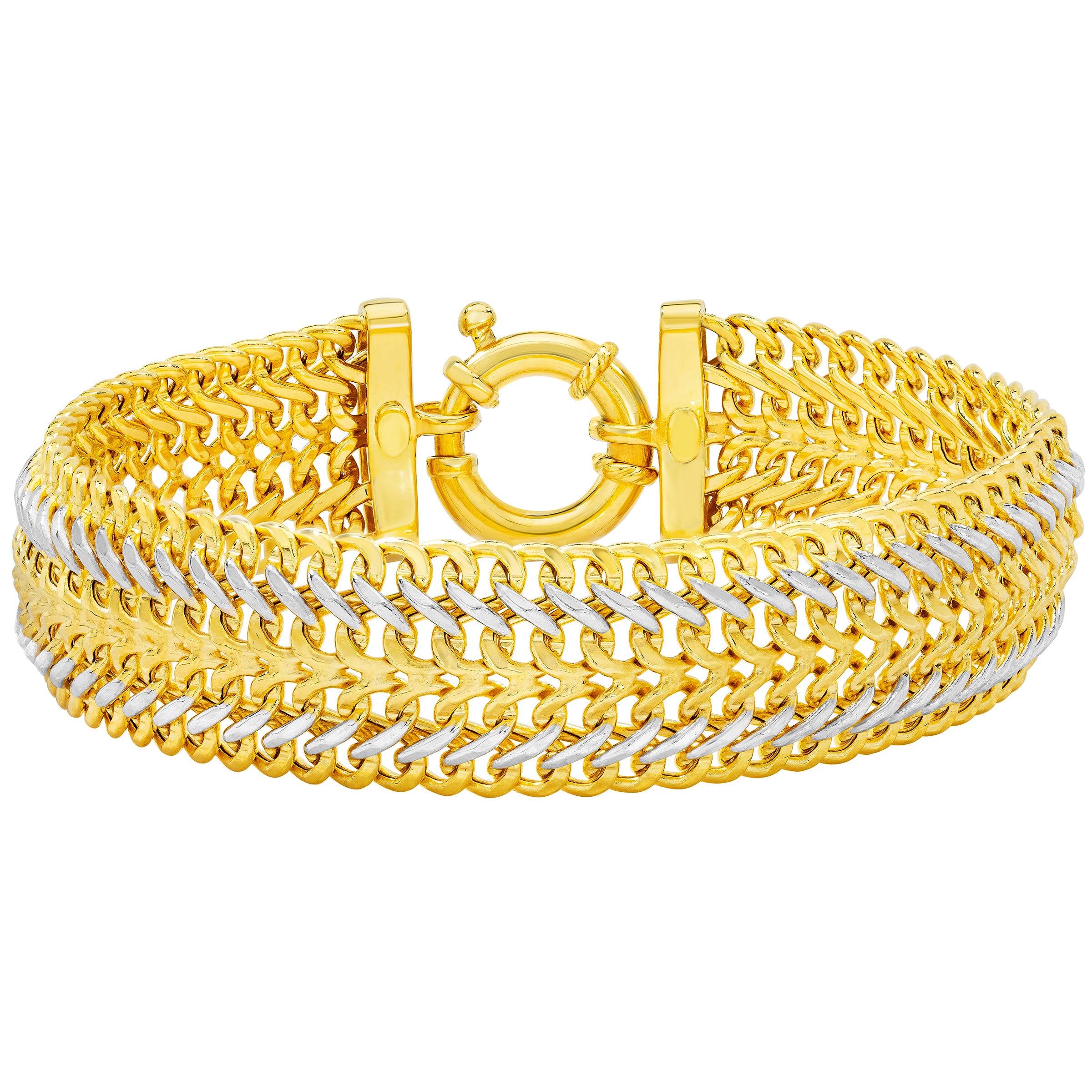14KT TWO-TONE GOLD INFINITY BRACELET MADE IN ITALY - Image 1