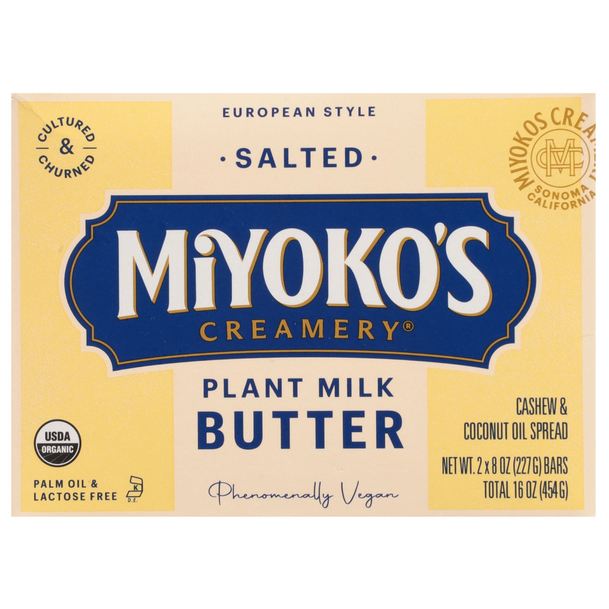 ORGANIC MIYOKO'S CULTURED VEGAN BUTTER 2 PACK 8 OUNCES EACH