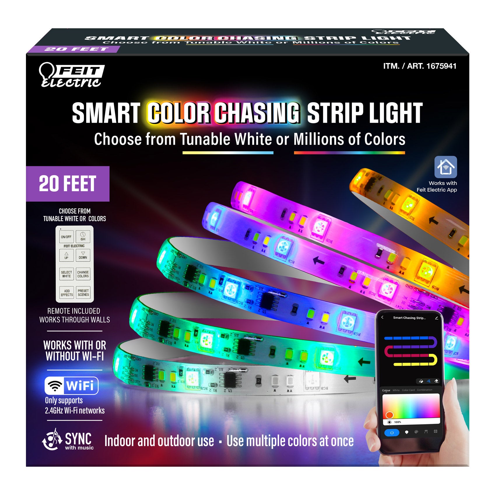 FEIT ELECTRIC 20' SMART COLOR LED CHASING STRIP LIGHT - Image 1