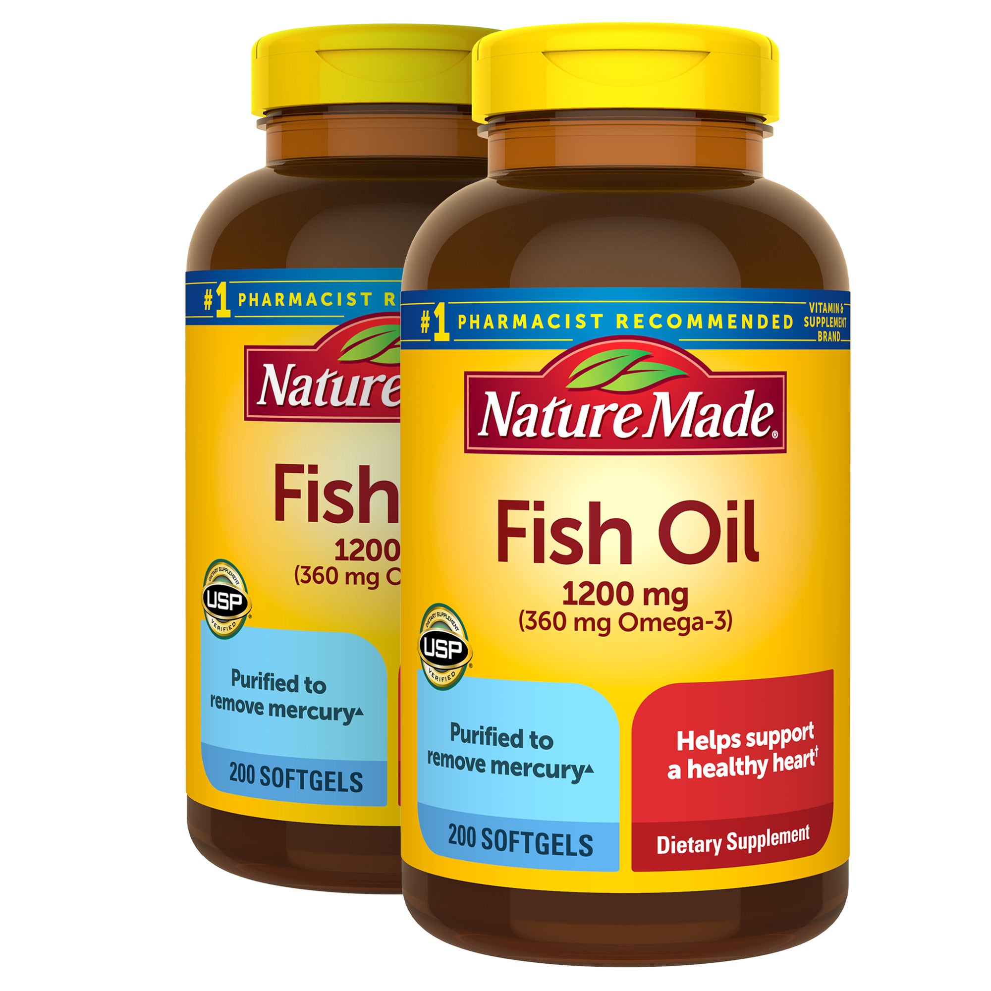 NATURE MADE FISH OIL 1200MG 2X200 COUNT - Image 1