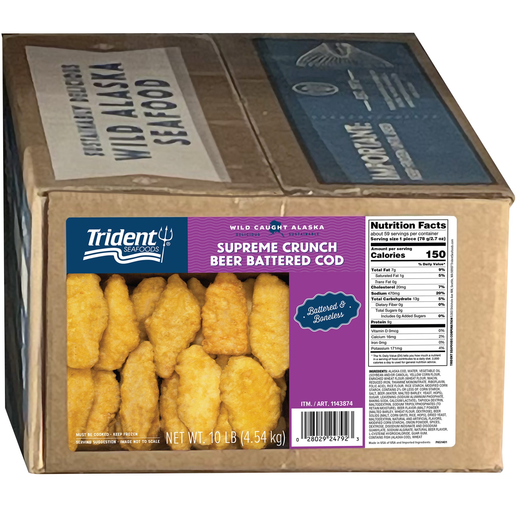TRIDENT SEAFOODS BREADED COD BOX 2.7 OZ (10 LBS) - Image 1
