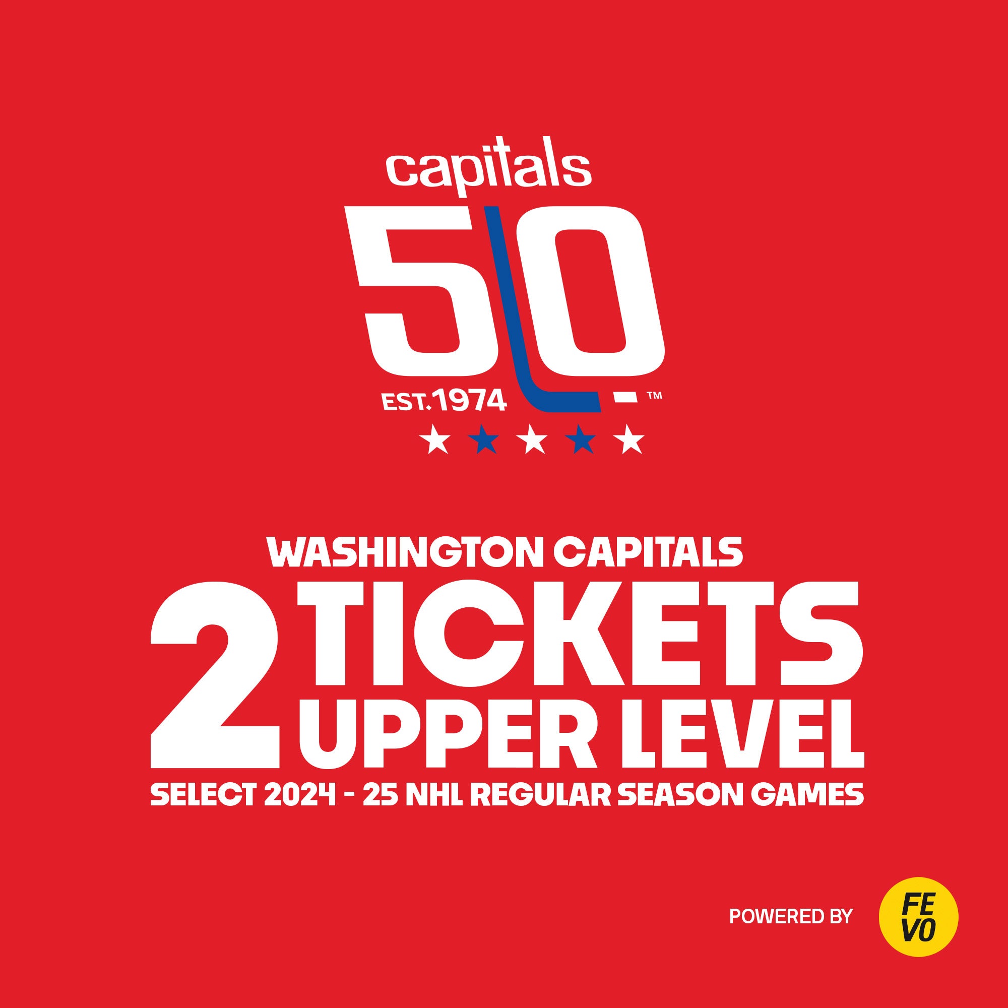 NHL-WASH. CAPITALS 2 UPPER LEVEL TICKETS ITEM IS NON-REFUNDABLE