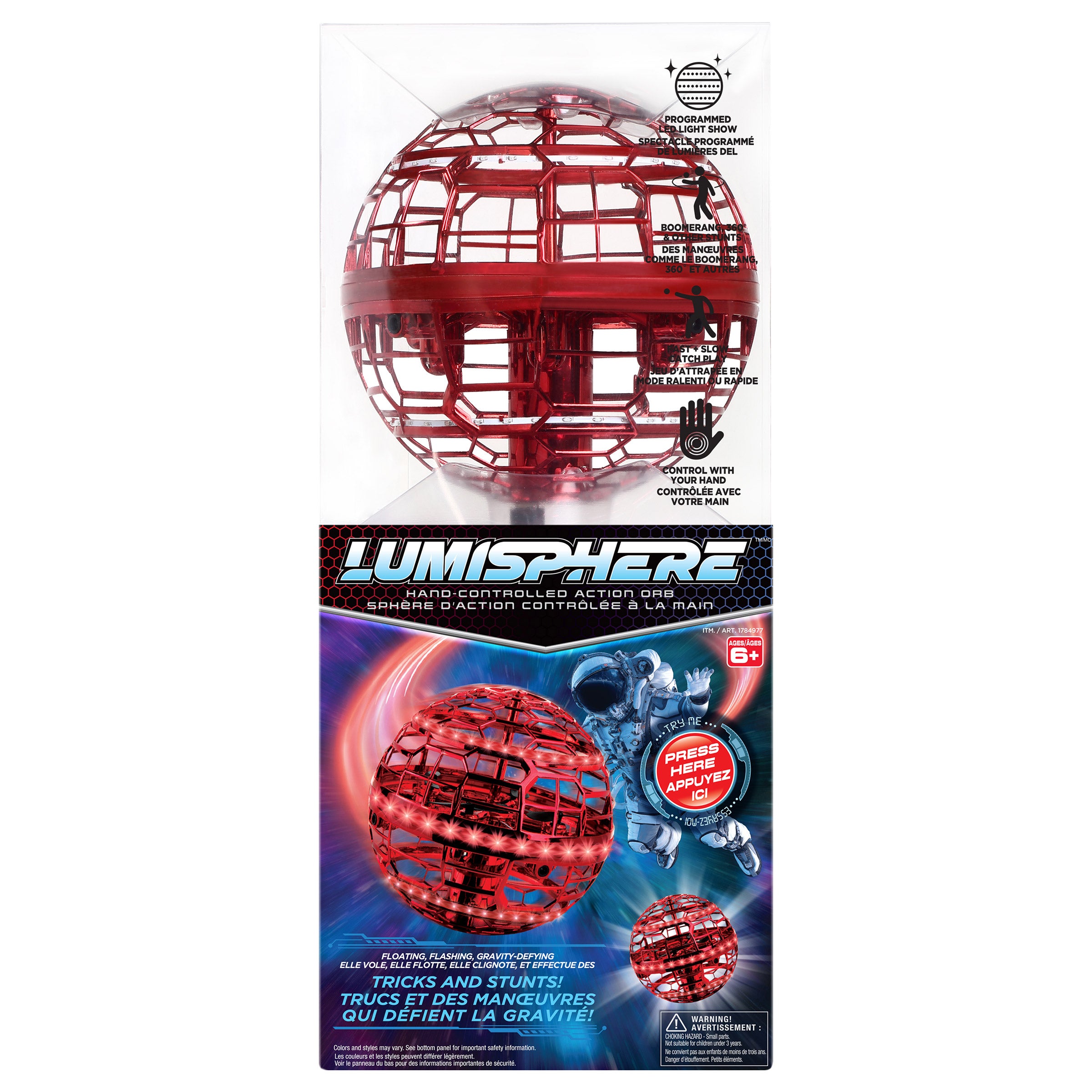 LUMISPHERE FLYING ORB WITH MULTI-COLORED LIGHT RED CT-6533