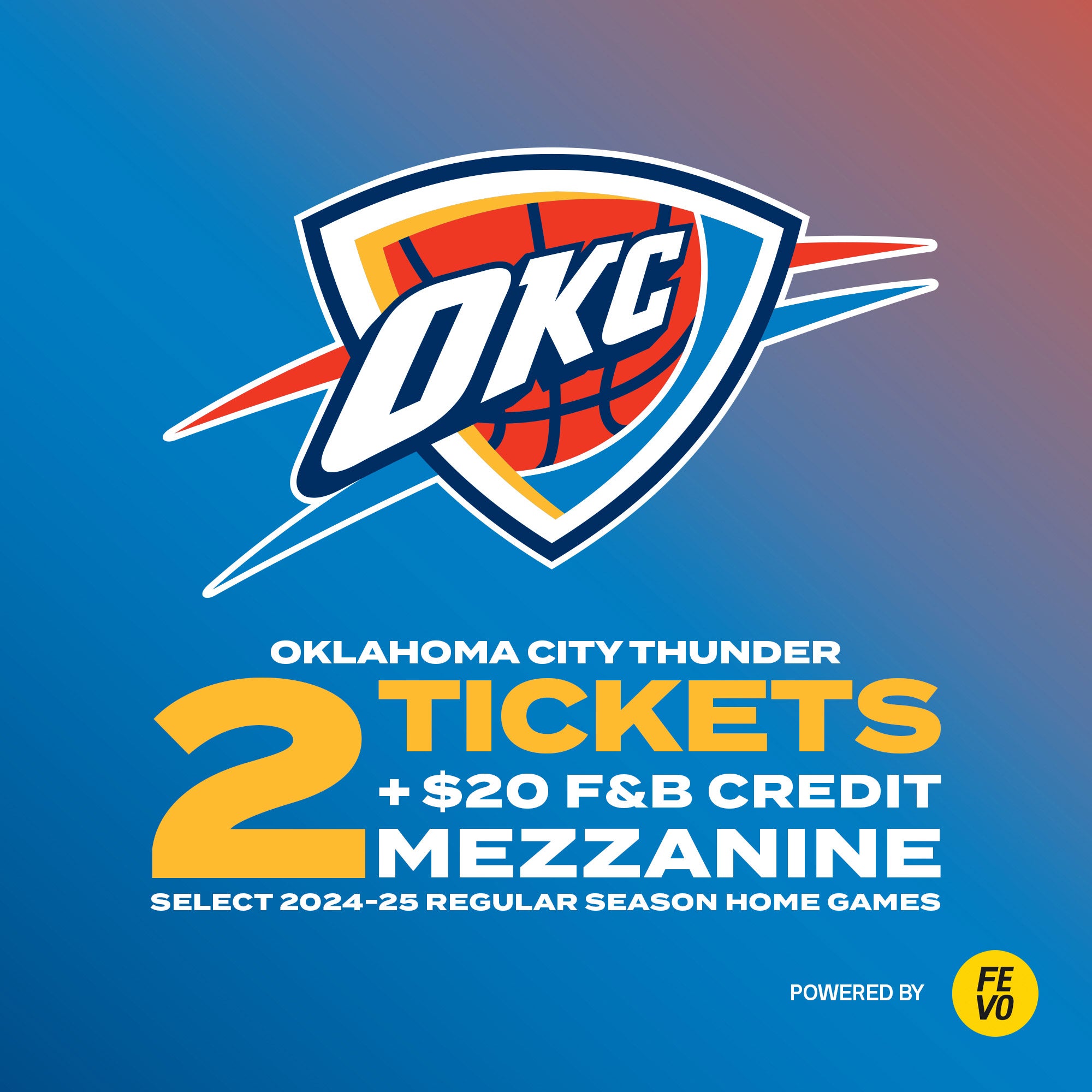 NBA- OK CITY THUNDER 2 MEZZANINE TICKETS ITEM IS NON-REFUNDABLE
