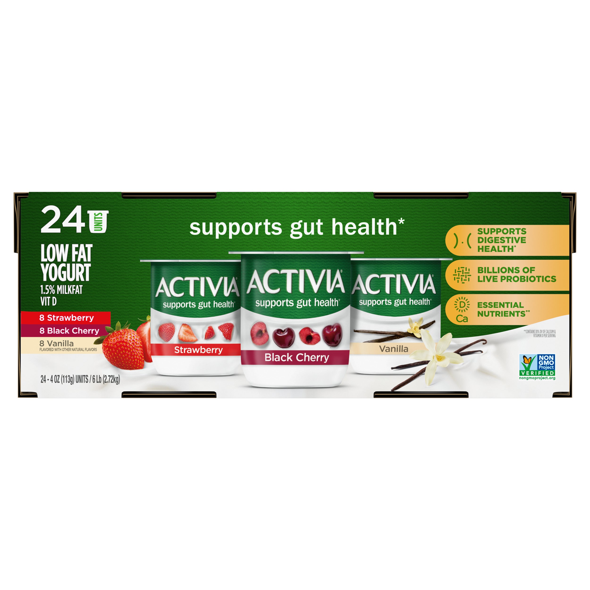 ACTIVIA LOWFAT YOGURT VARIETY 24/4 OZ