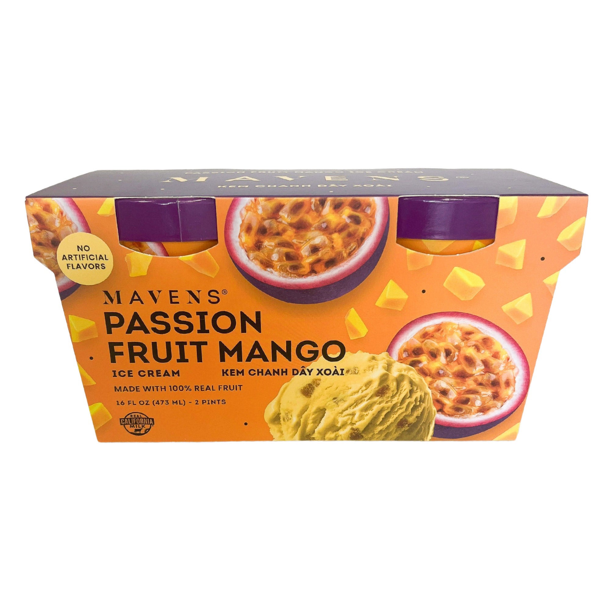 MAVEN'S CREAMERY PASSION FRUIT & MANGO 2 PACK 16 OUNCES EACH - Image 1