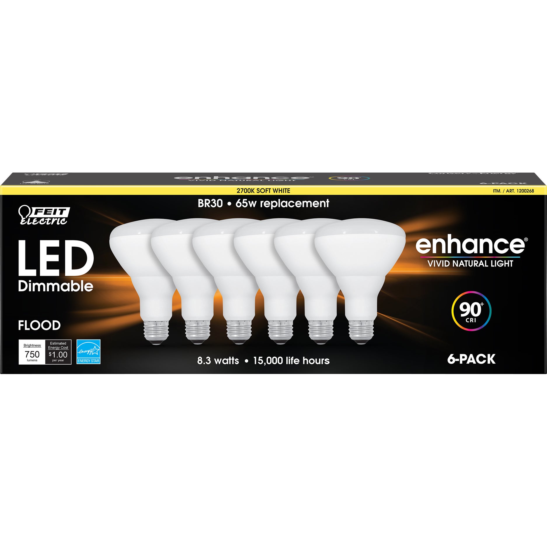 FEIT ELECTRIC LED BR30 FLOOD 6 PACK SOFT WHITE