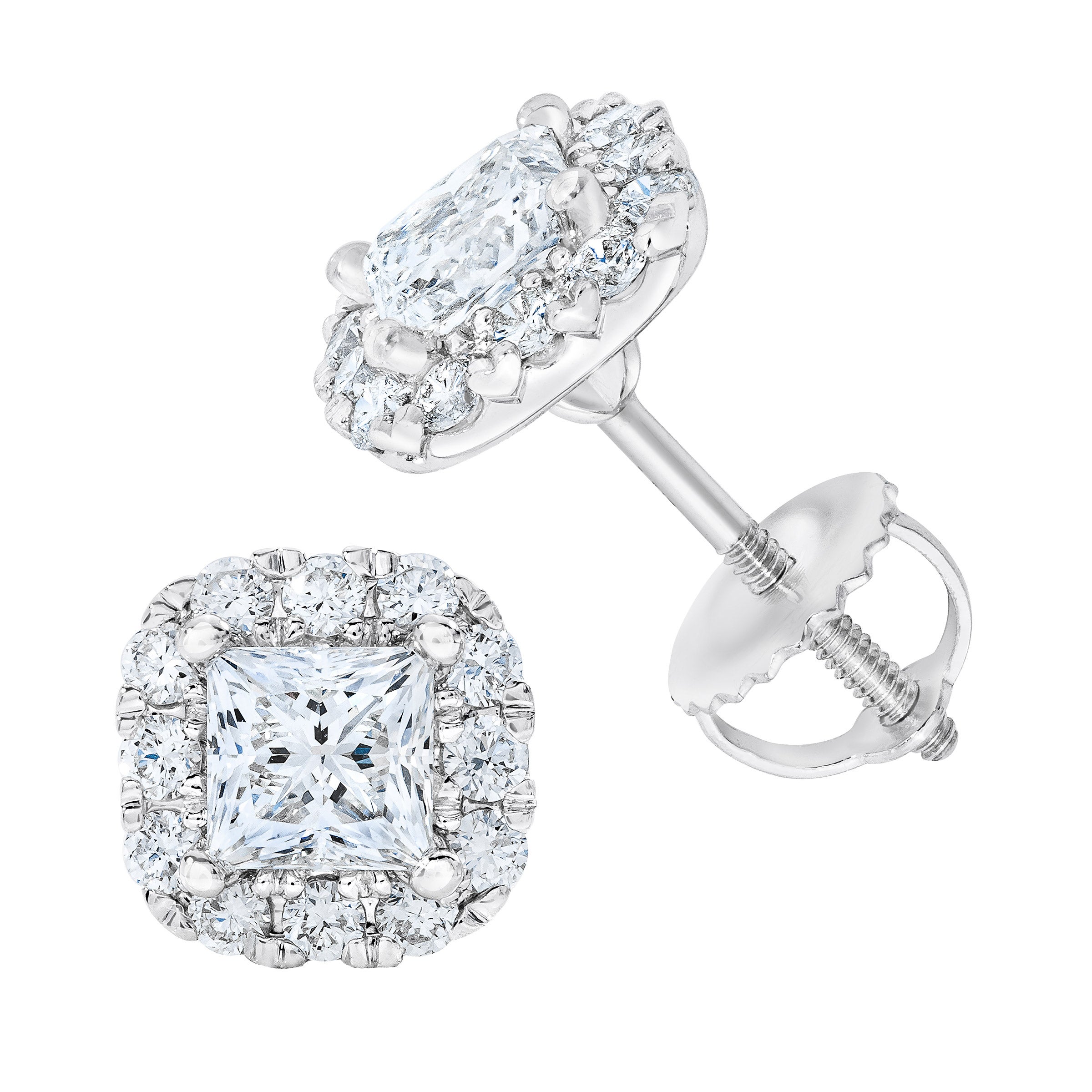 14KT WHITE GOLD VS2 I 1.25CTW PRINCESS CUT DIAMOND STUD EARRINGS - Image 1