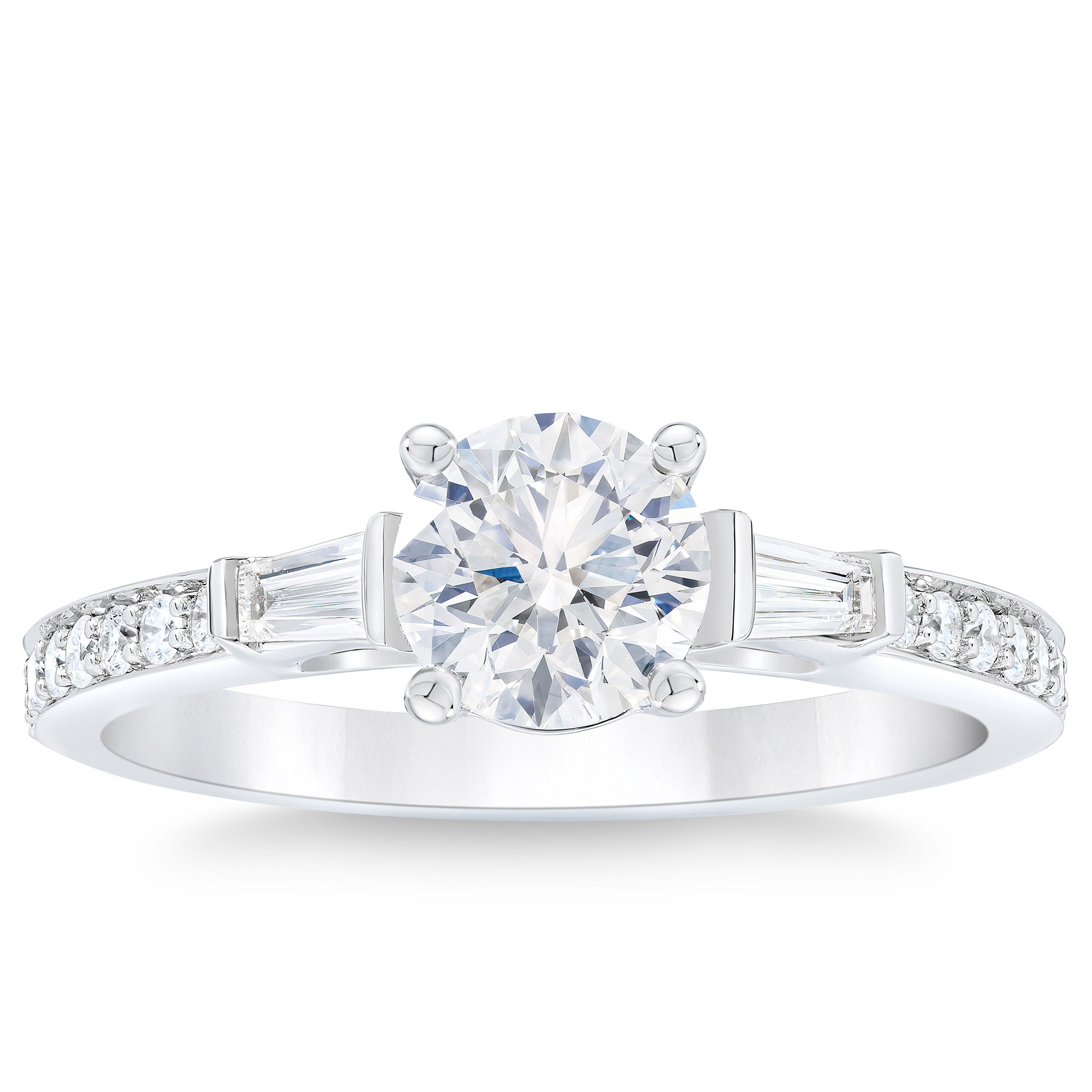14KT WG VS2 I 1.30CTW ROUND & BAGUETTE DIAMOND RING (1.0CTR)