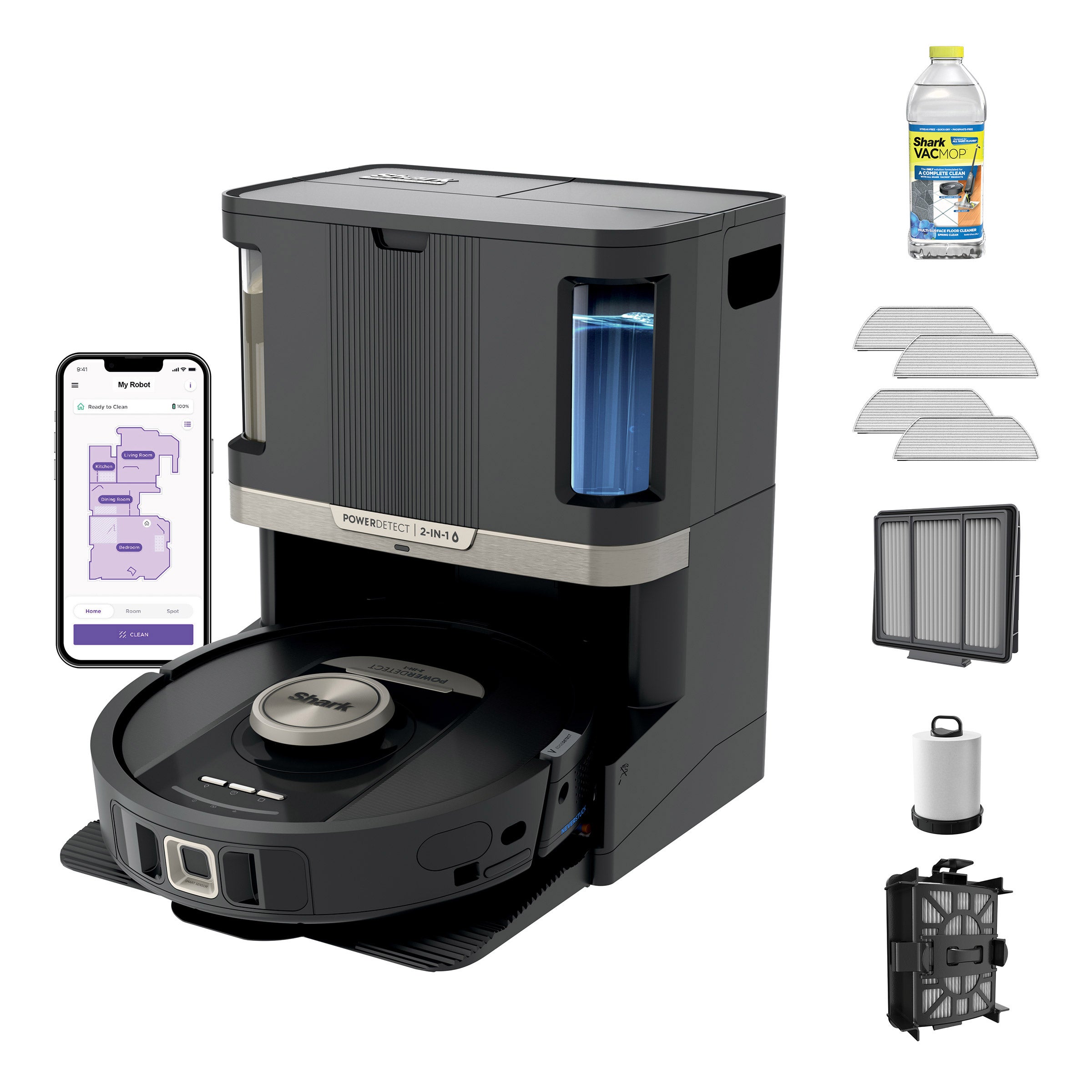 SHARK POWERDETECT 2-IN-1 VACMOP ROBOT W/ NEVERTOUCH BASE ^ - Image 1
