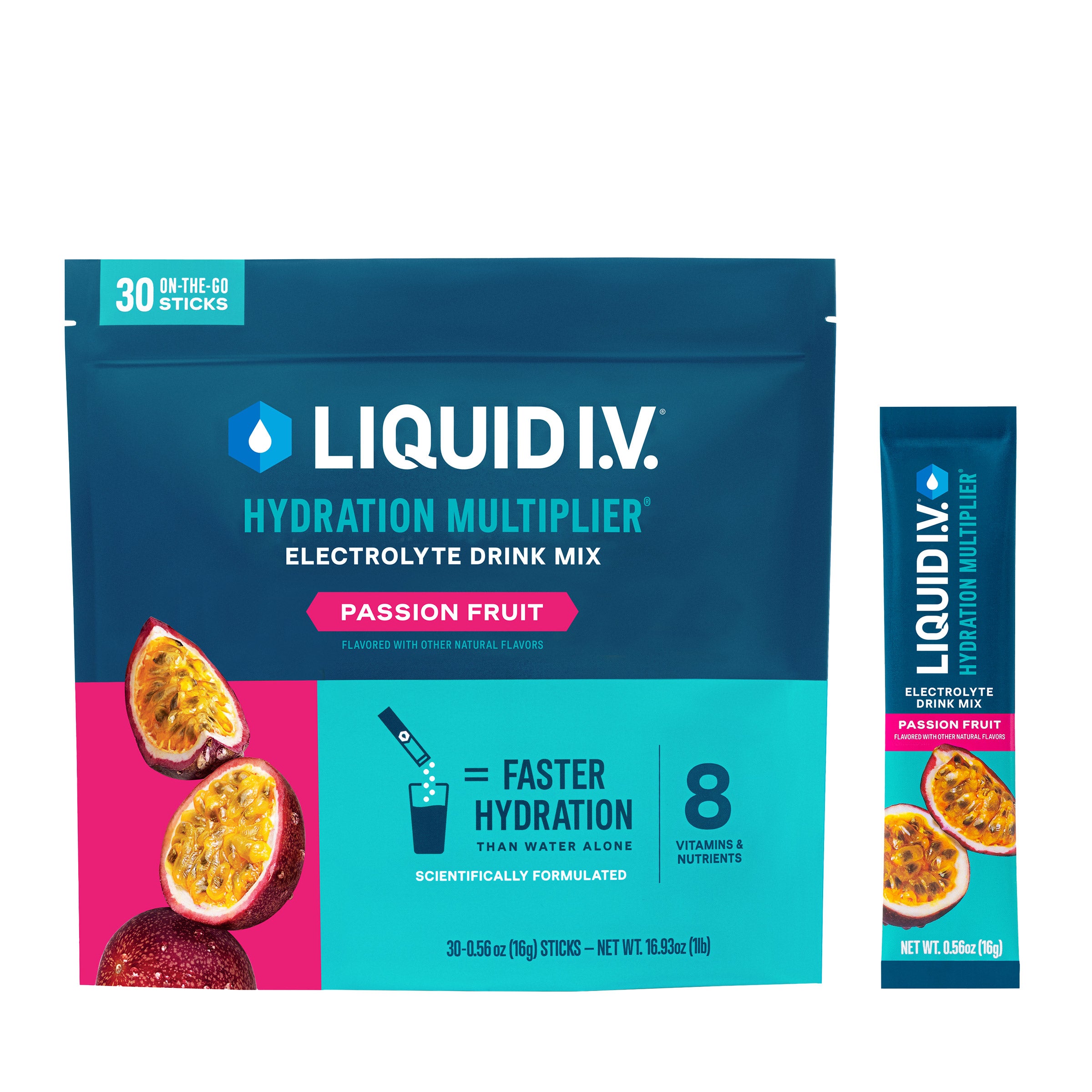 LIQUID I.V. HYDRATION MULTIPLIER PASSION FRUIT 30 COUNT - Image 1