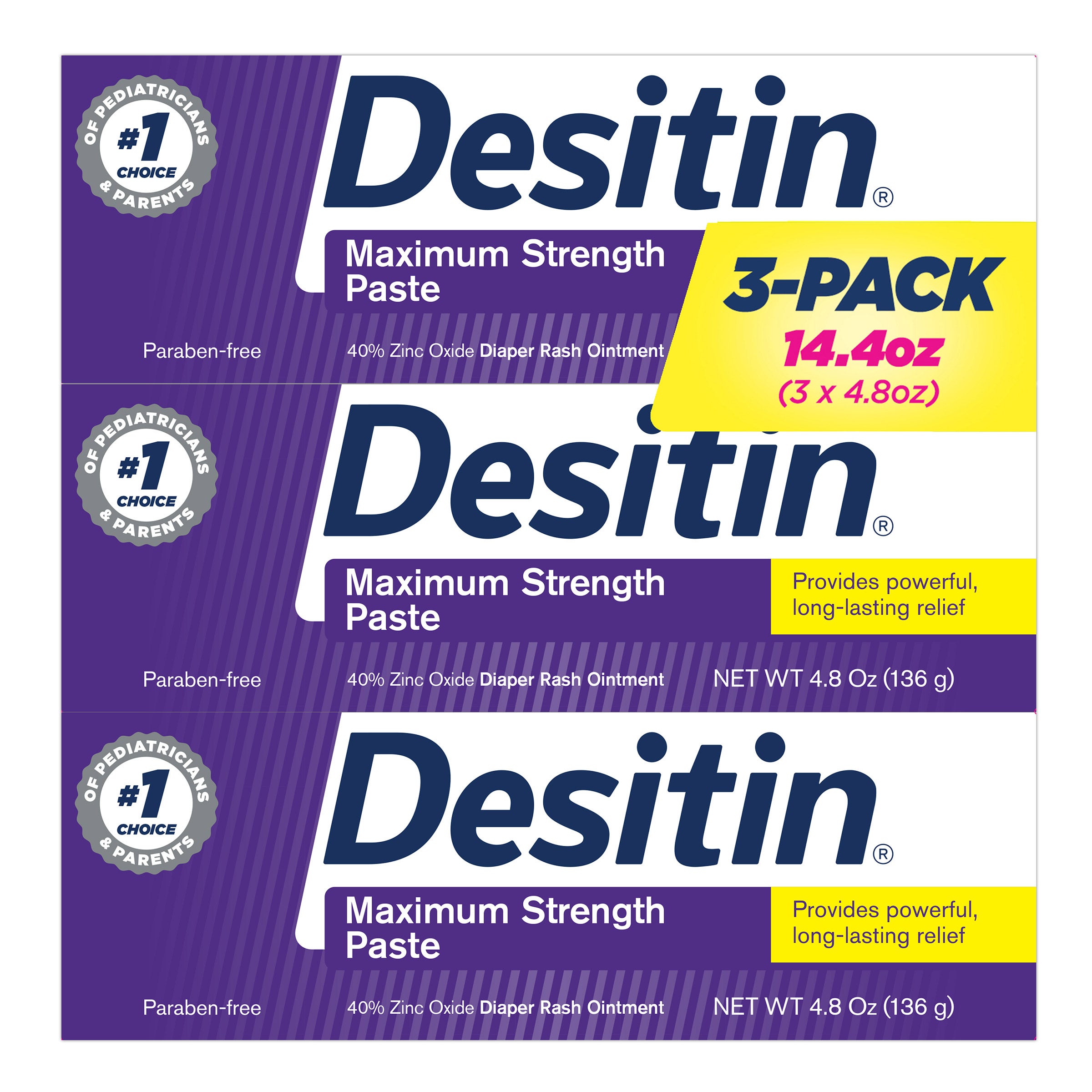 DESITIN RAPID RELIEF MAXIMUM STRENGTH 3 X 4.8 OUNCE