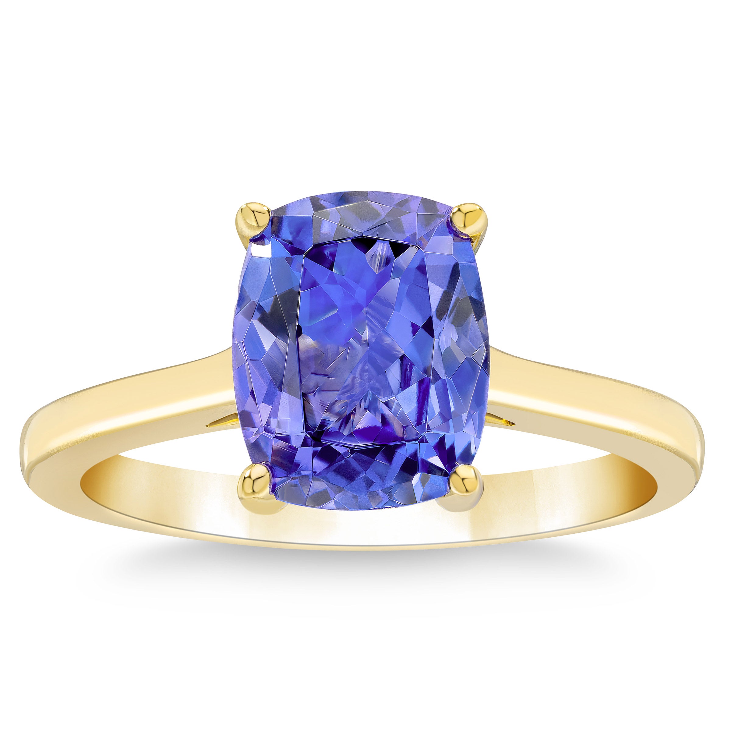 14KT YELLOW GOLD CUSHION TANZANITE RING SIZE 7 - Image 1