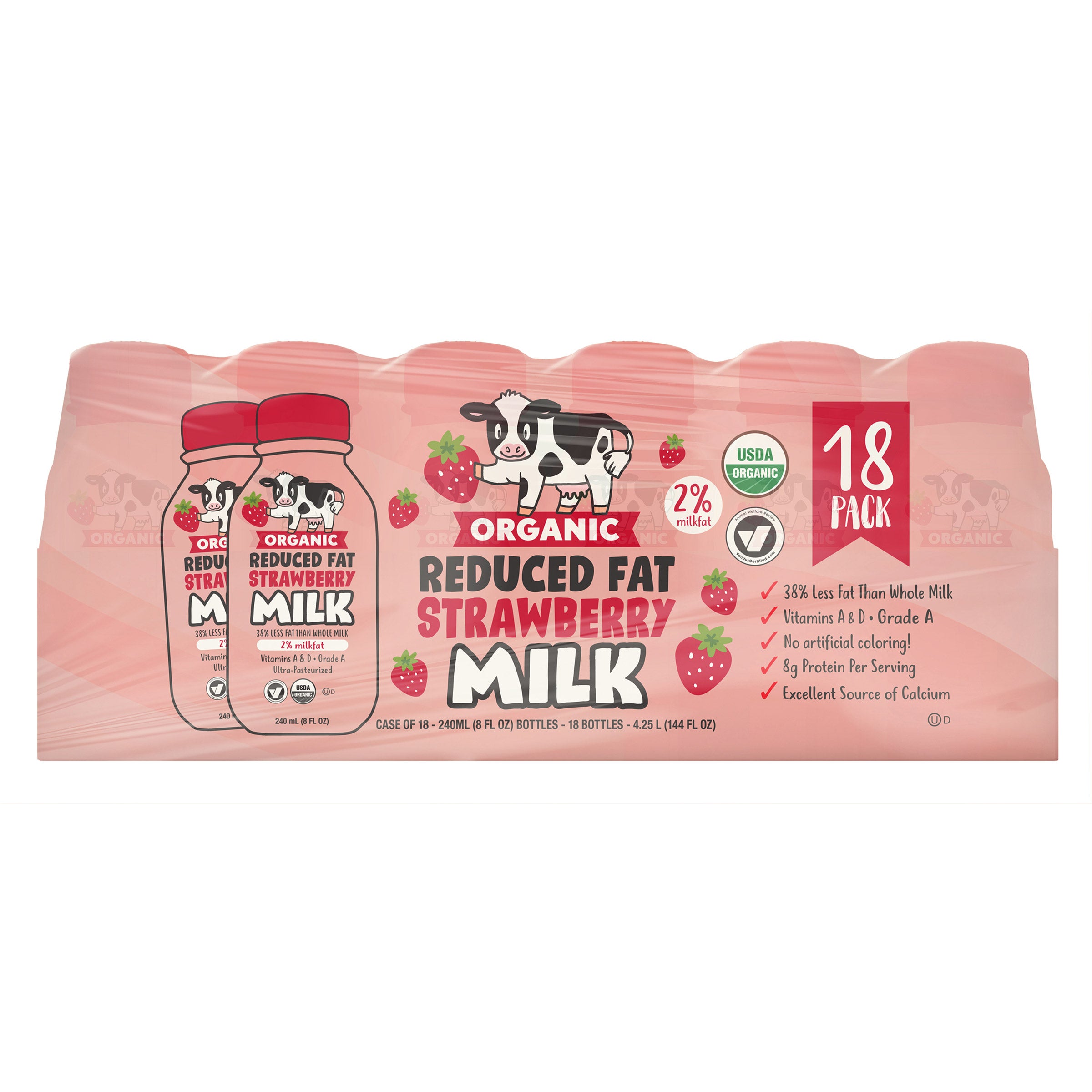 ORG STRAWBERRY MILK 2% REDUCED FAT 18/8 OZ - Image 1
