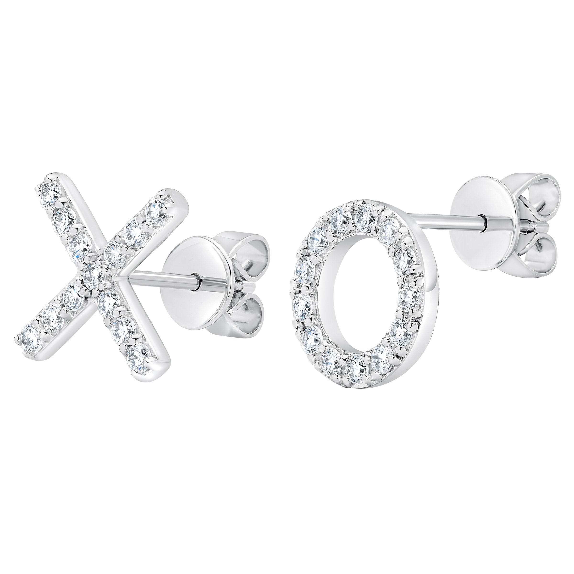14KT WHITE GOLD VS2 I 0.34CTW ROUND DIAMOND XO STUD EARRINGS - Image 1