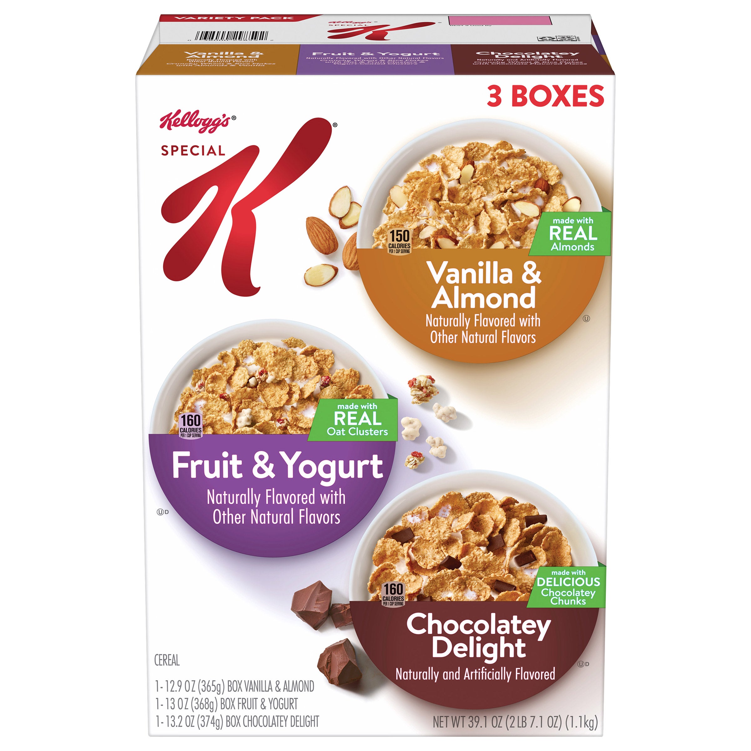 KELLOGG SPECIAL K TRIPLE PK W/ CHOCOLATE 39.1 OZ
