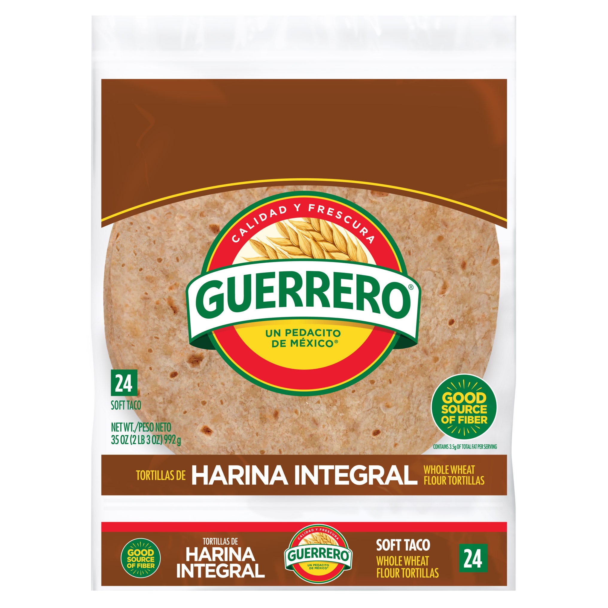 GUER 8¨ WHEAT FLOUR SOFT TACO TORTILLA 24 CT/35 OZ - Image 1