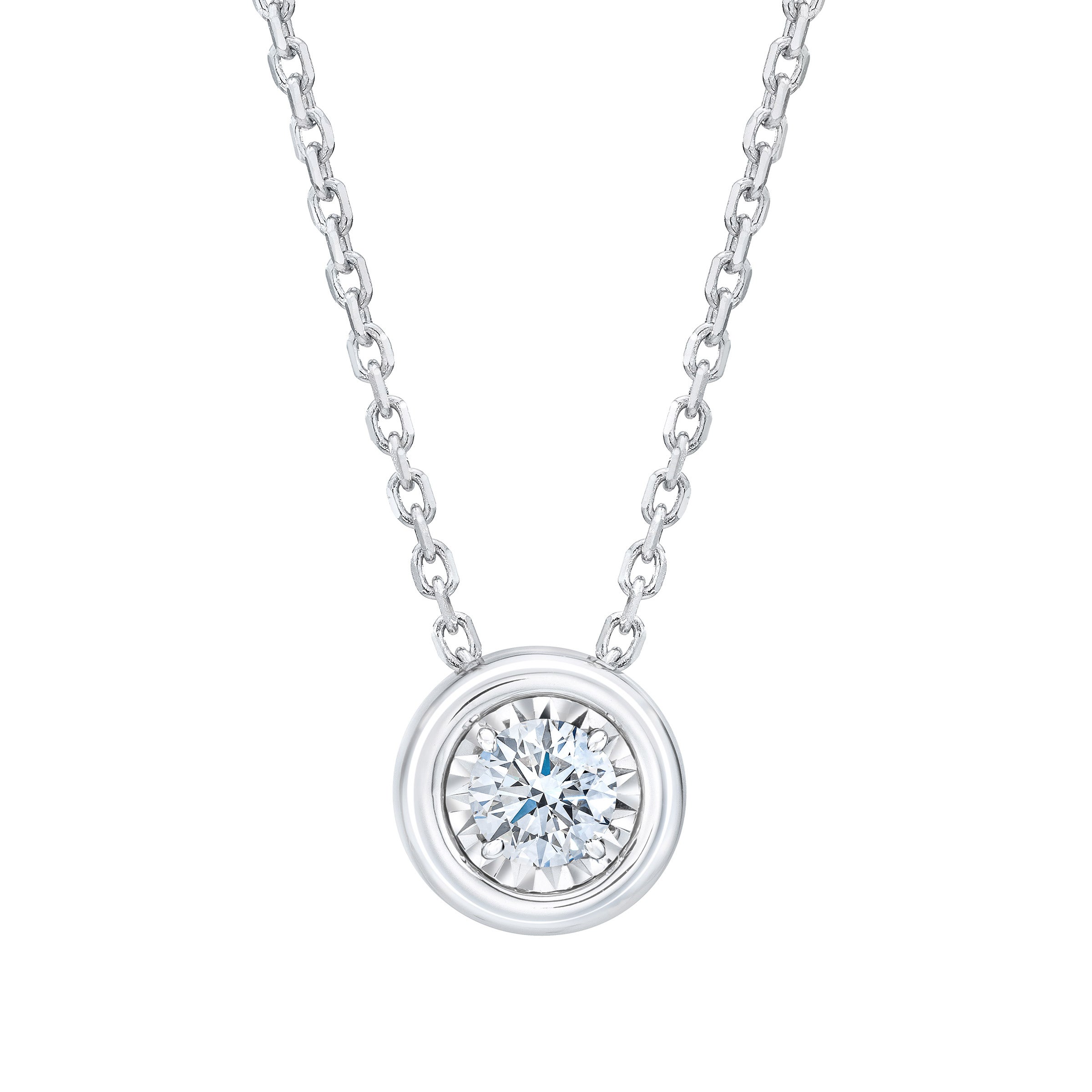 14KT WHITE GOLD VS2 I 0.40CT ROUND DIAMOND NECKLACE - Image 1