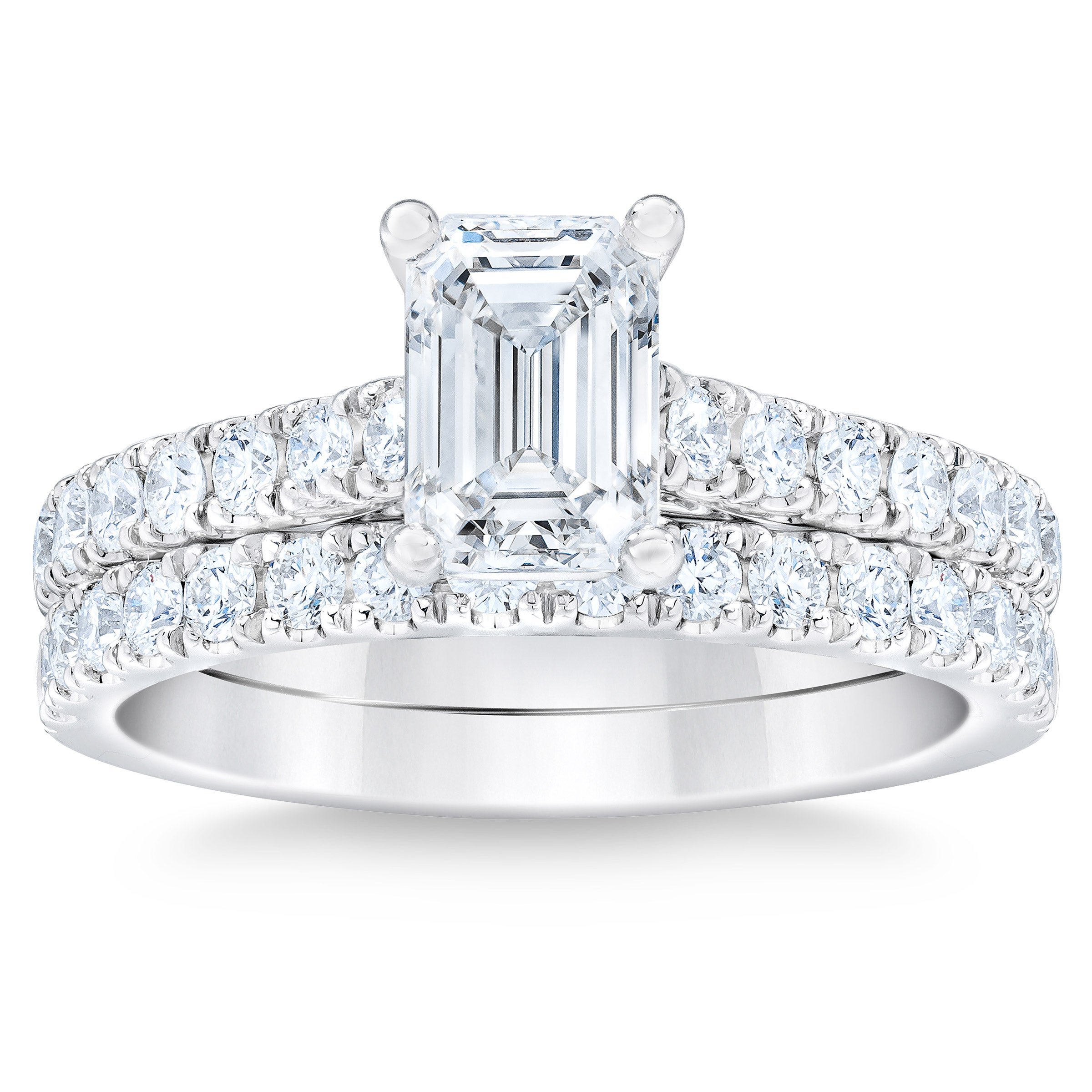 1.76CTW EMERALD CUT PLATINUM WEDDING SET 1.01CT CENTER VVS1 ¨E¨