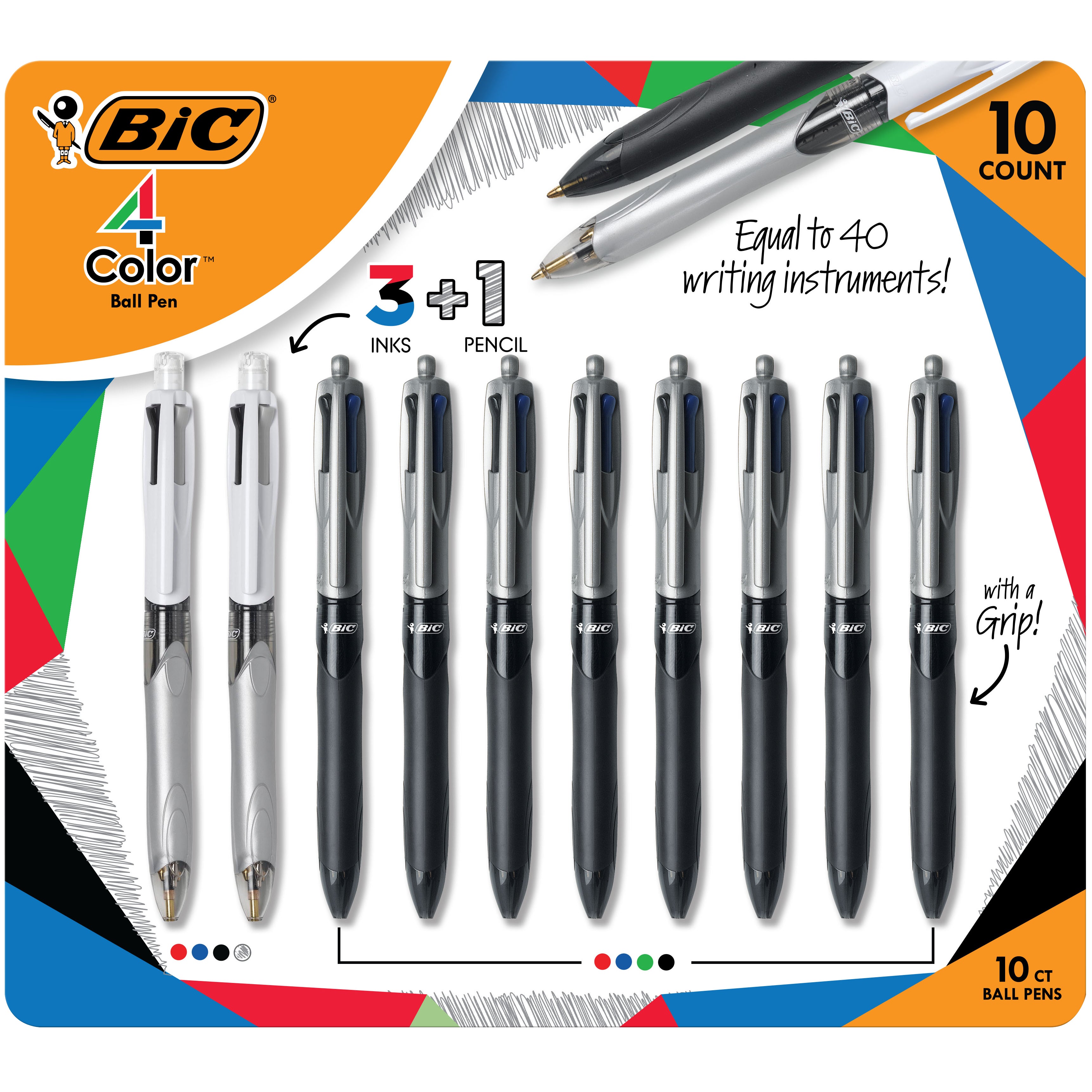 BIC 4-COLOR BUSINESS PEN MULTICOLOR INK 10PK - Image 1