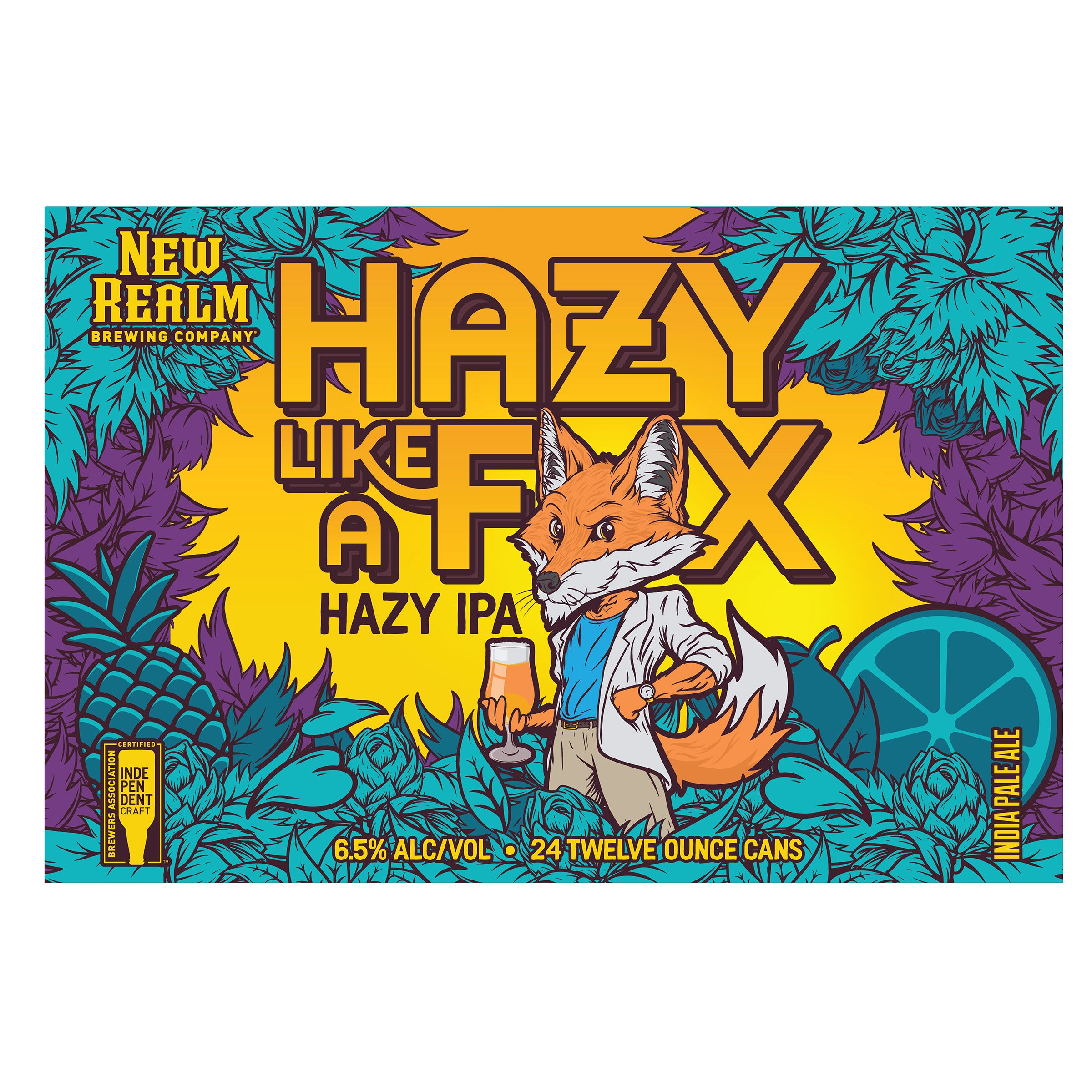 NEW REALM BREWING CO HAZY LIKE A FOX IPA 24/12 OZ CANS - Image 1