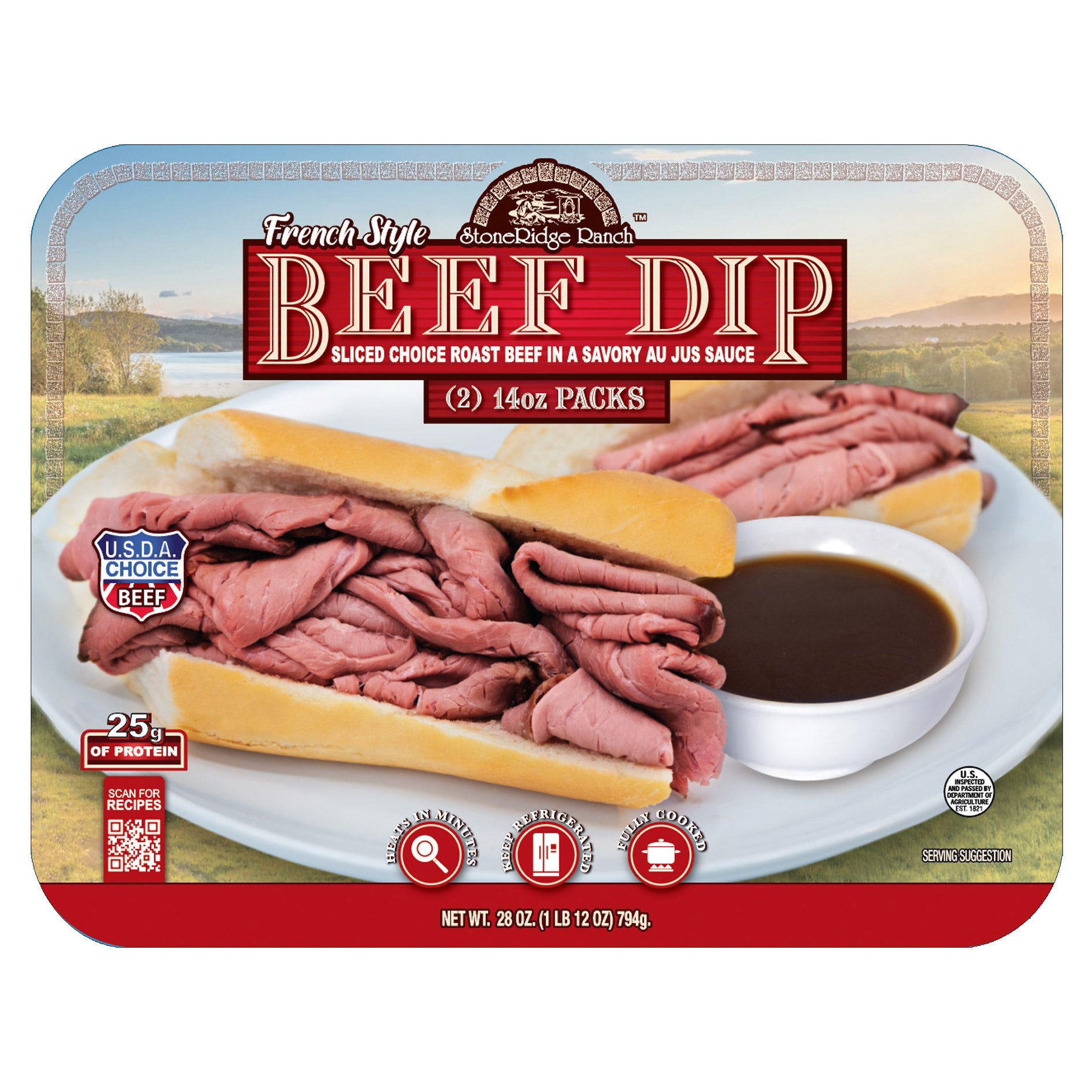 STONERIDGE RANCH FRENCH STYLE BEEF DIP W/AU JUS 28 OZ