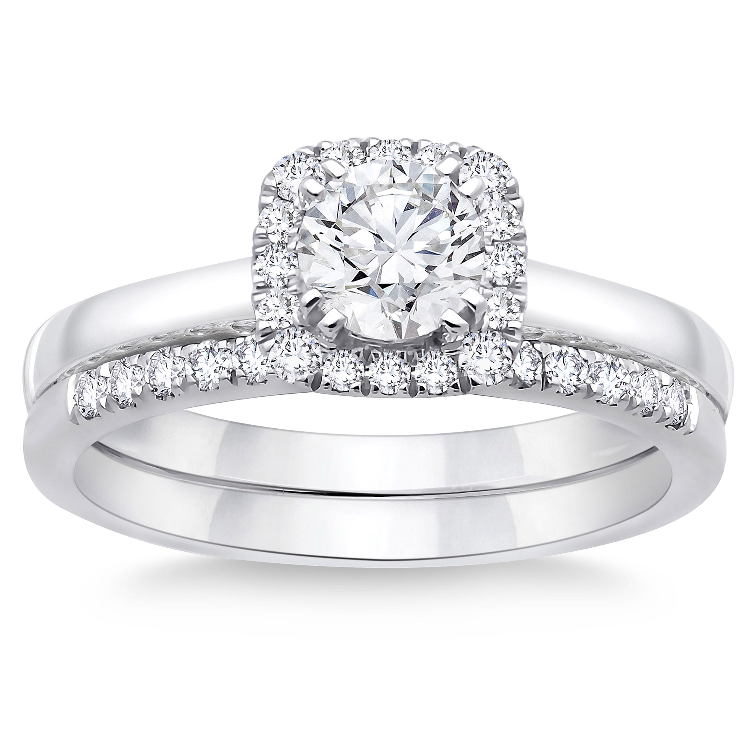 PLATINUM VS2 I 0.80CTW ROUND DIAMOND RING SET (0.50CTR)
