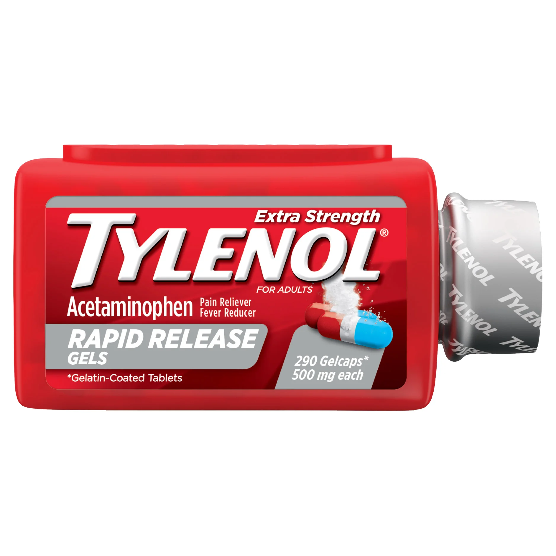 TYLENOL EXTRA STRENGTH RAPID RELEASE GELCAPS 500MG 290CT - Image 1