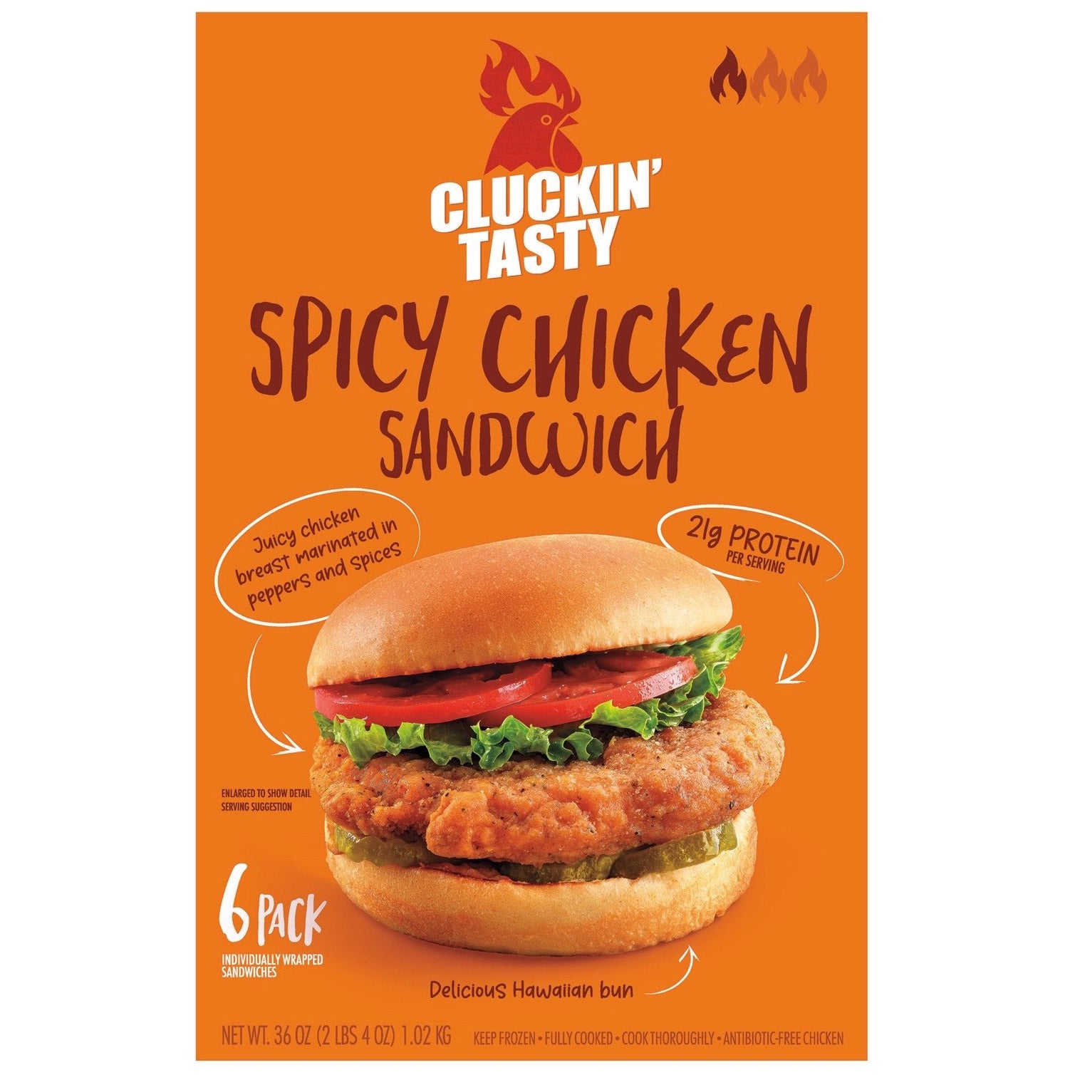 CLUCKIN' TASTY SPICY CHICKEN SANDWICH 6/6 OZ - Image 1