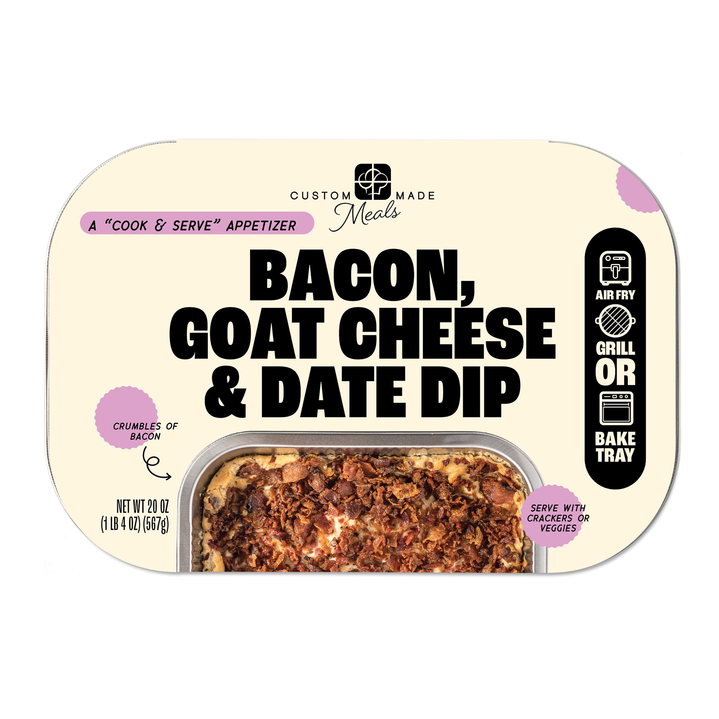 CUSTOM MADE MEALS BACON GOAT CHEESE&DATE 20 OZ