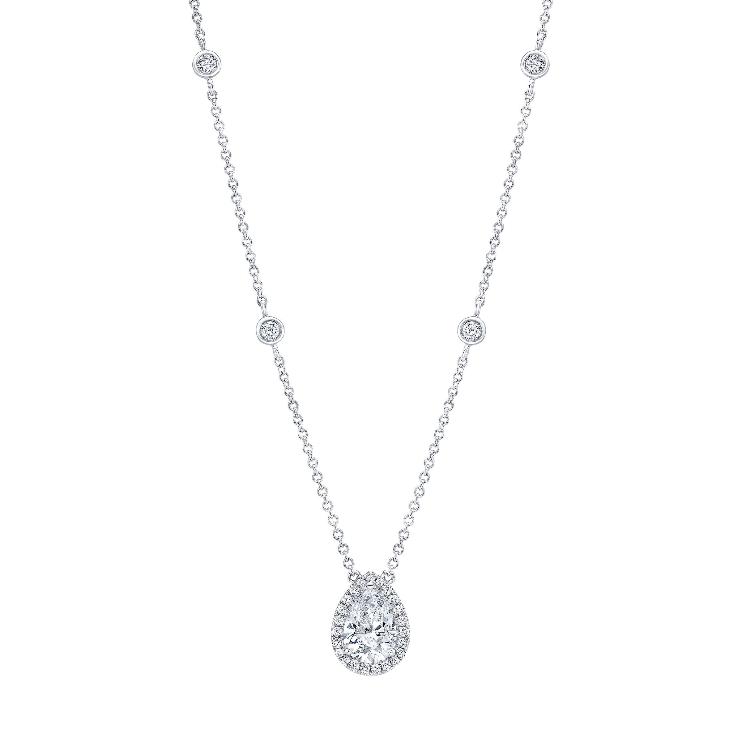 18KT WHITE GOLD VS2 H 1.38CTW PEAR DIAMOND NECKLACE (1.0CTR) - Image 1